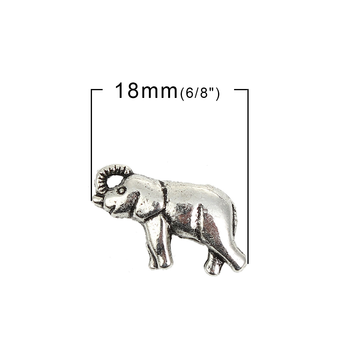 Picture of Zinc Based Alloy 3D Beads Elephant Animal Antique Silver 18mm x 11mm, Hole: Approx 1.5mm, 30 PCs