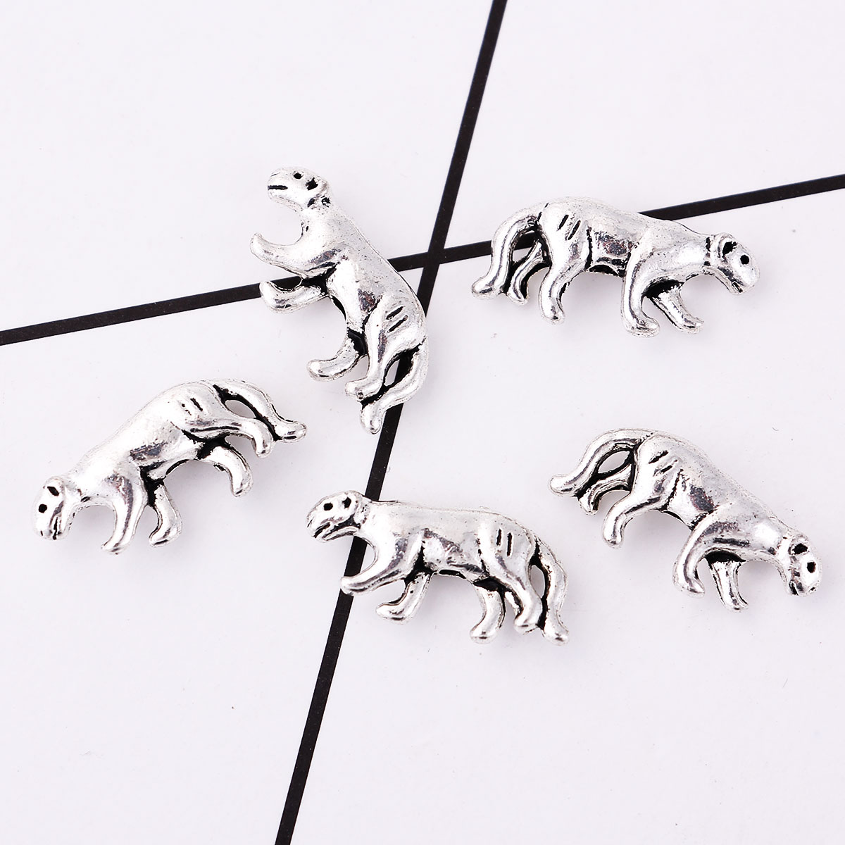Picture of Zinc Based Alloy 3D Spacer Beads Leopard Antique Silver 19mm x 9mm, Hole: Approx 1.6mm, 50 PCs
