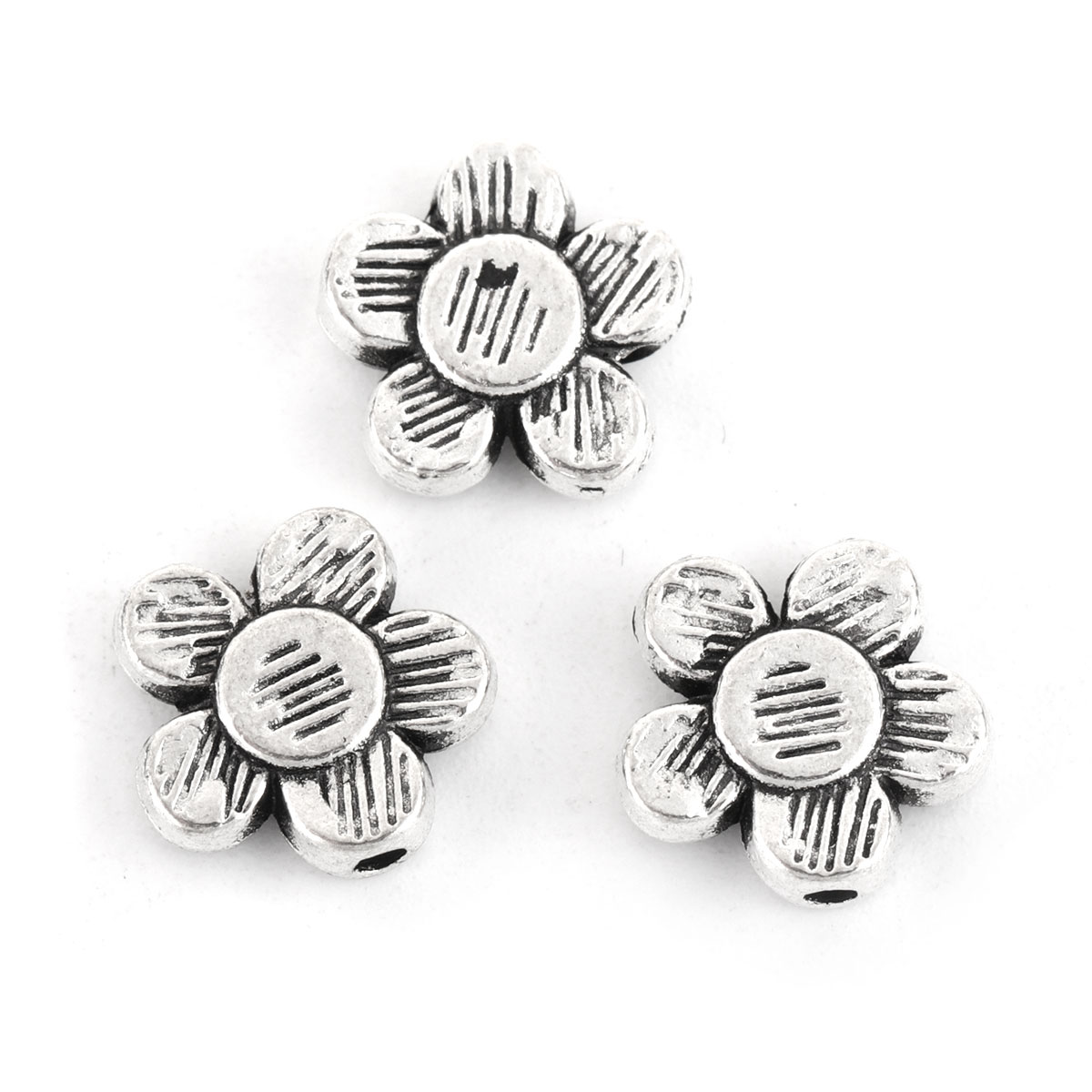 Picture of Zinc Based Alloy Spacer Beads Flower Antique Silver 10mm x 10mm, Hole: Approx 1.2mm, 100 PCs