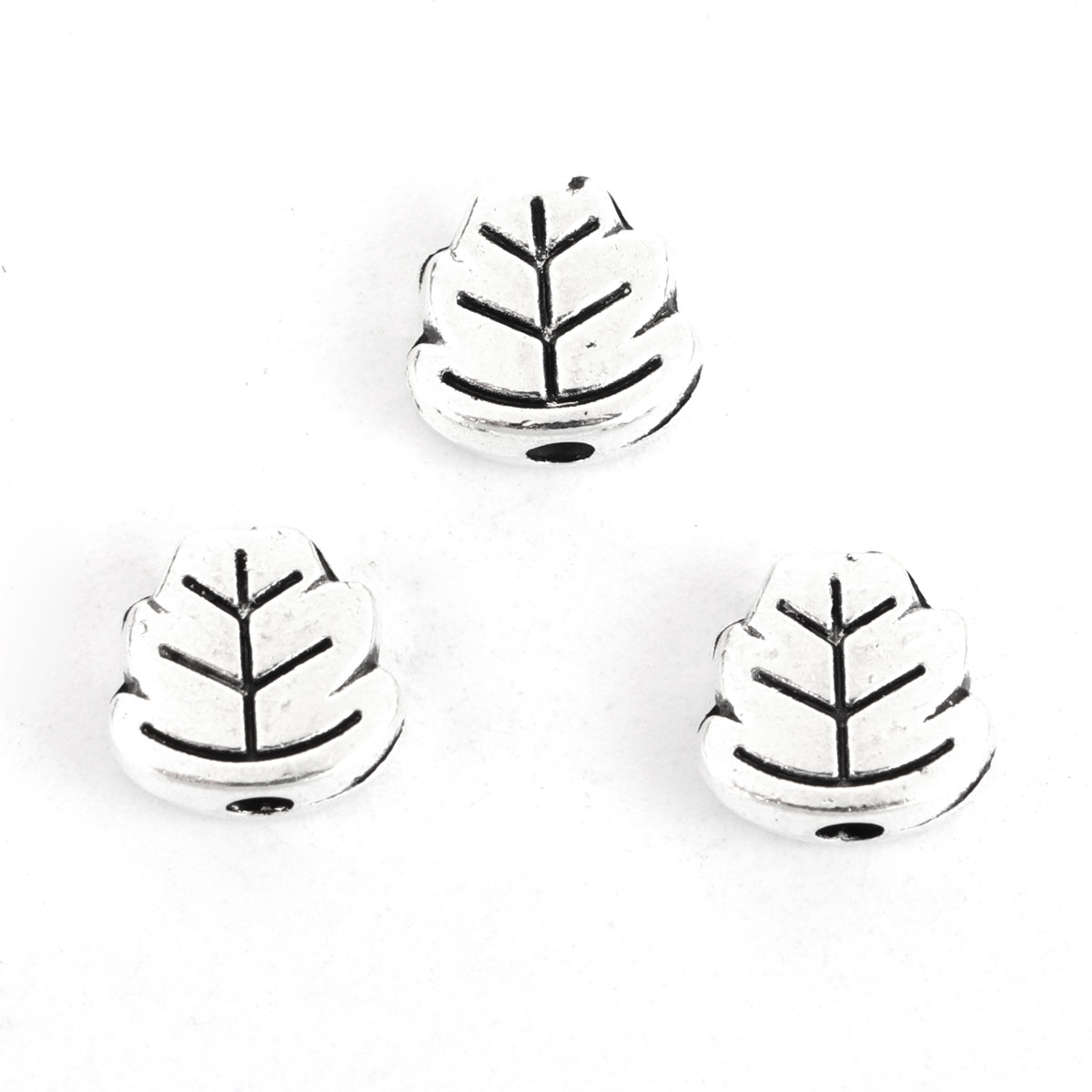 Picture of Zinc Based Alloy Spacer Beads Leaf Antique Silver 7mm x 7mm, Hole: Approx 1.5mm, 100 PCs