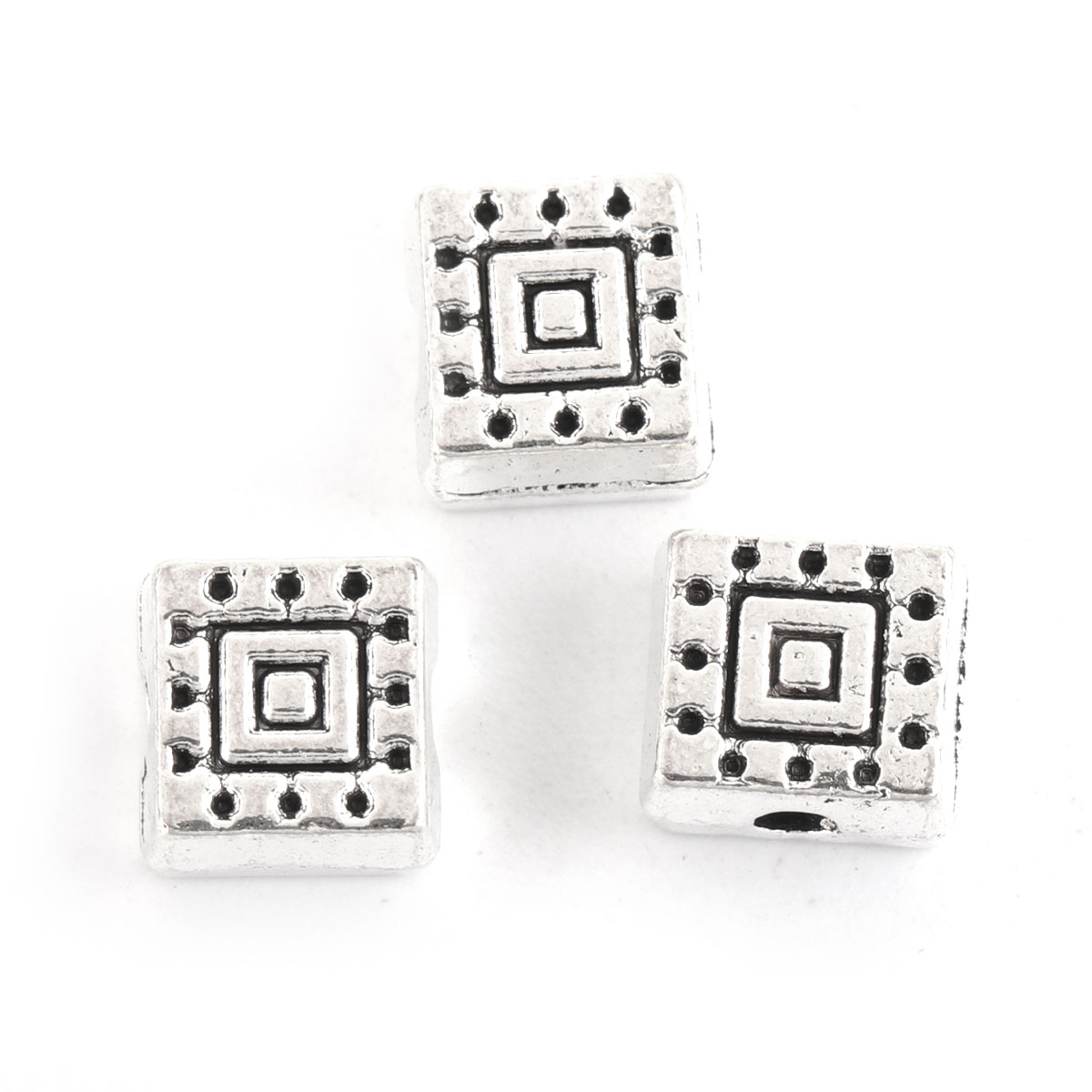 Picture of Zinc Based Alloy Spacer Beads Rectangle Antique Silver 7mm x 6mm, Hole: Approx 1.7mm, 100 PCs