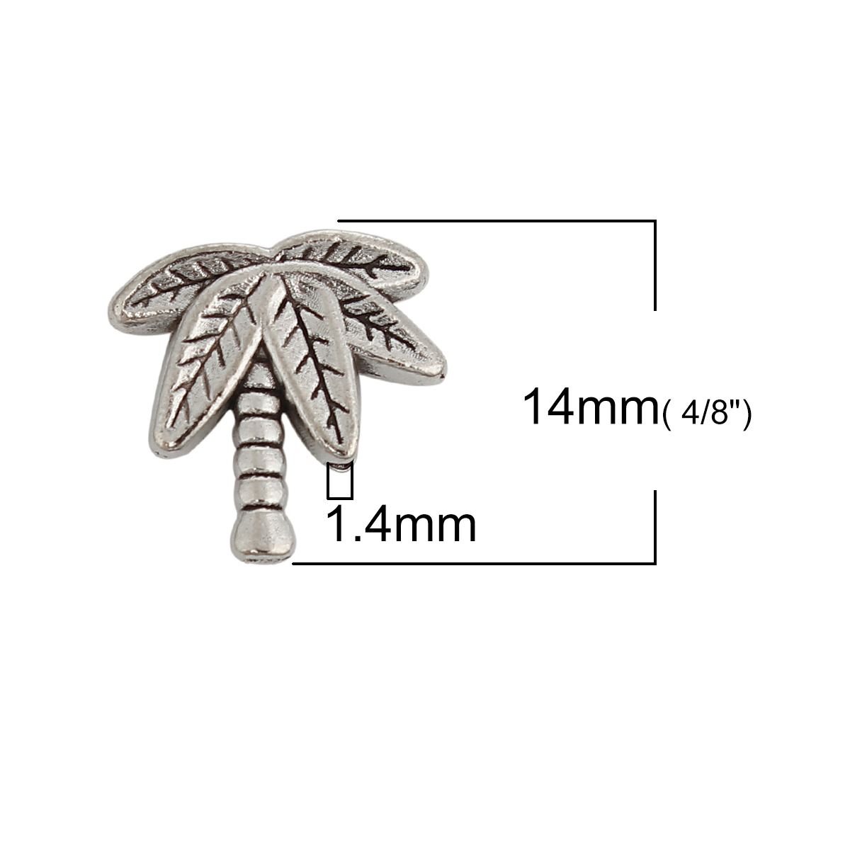 Picture of Zinc Based Alloy Spacer Beads Coconut Tree Antique Silver 14mm x 14mm, Hole: Approx 1.4mm, 50 PCs