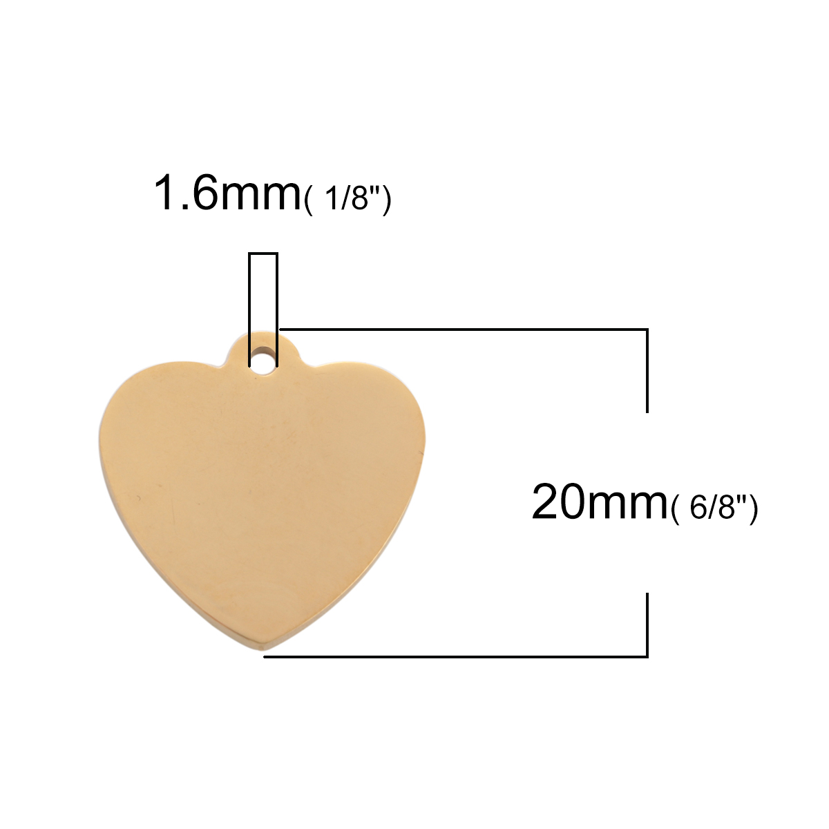 Picture of Stainless Steel Blank Stamping Tags Charms Heart Gold Plated One-sided Polishing 20mm x 20mm, 3 PCs