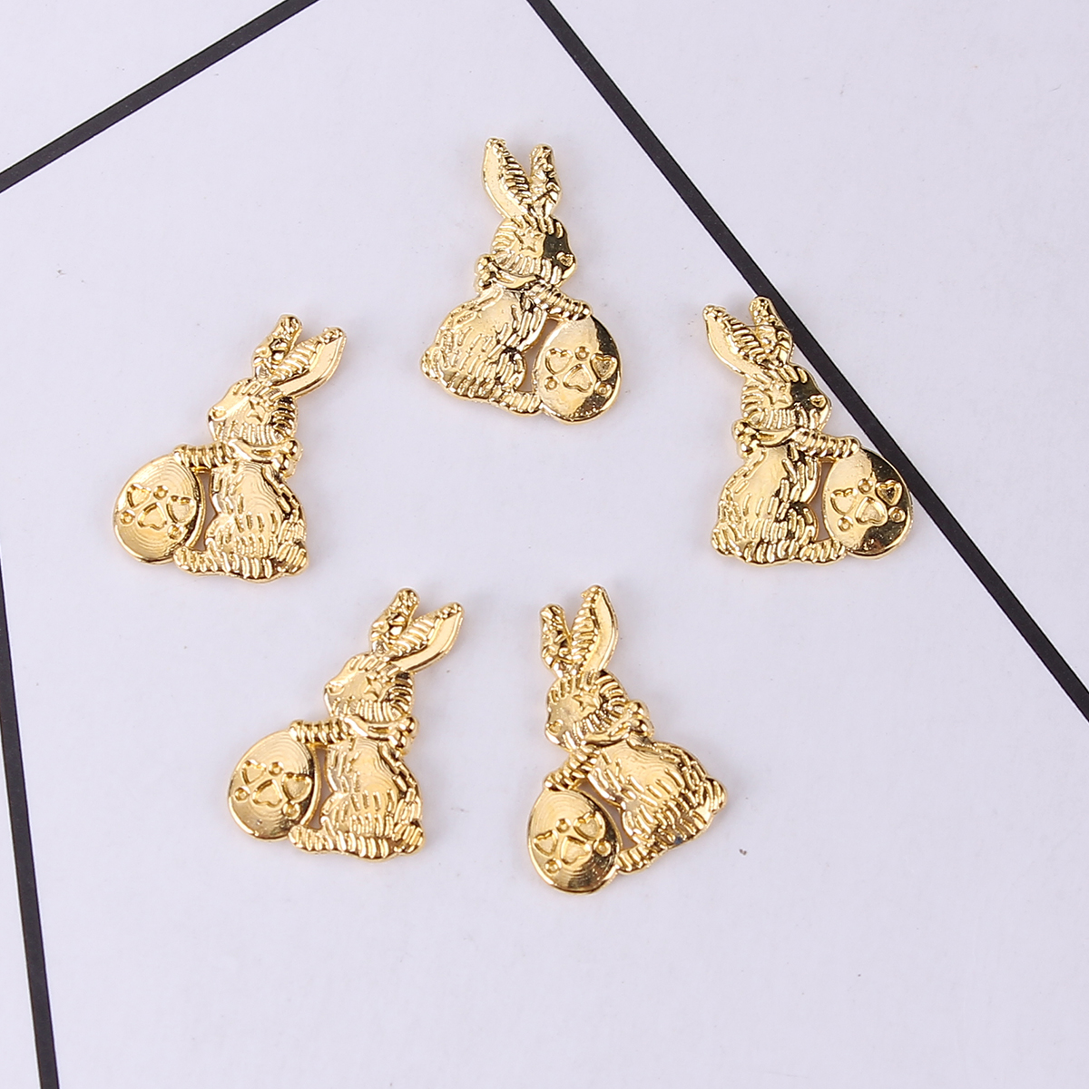 Picture of Zinc Based Alloy Resin Jewelry Tools Rabbit Animal Gold Plated 15mm( 5/8") x 11mm( 3/8"), 20 PCs