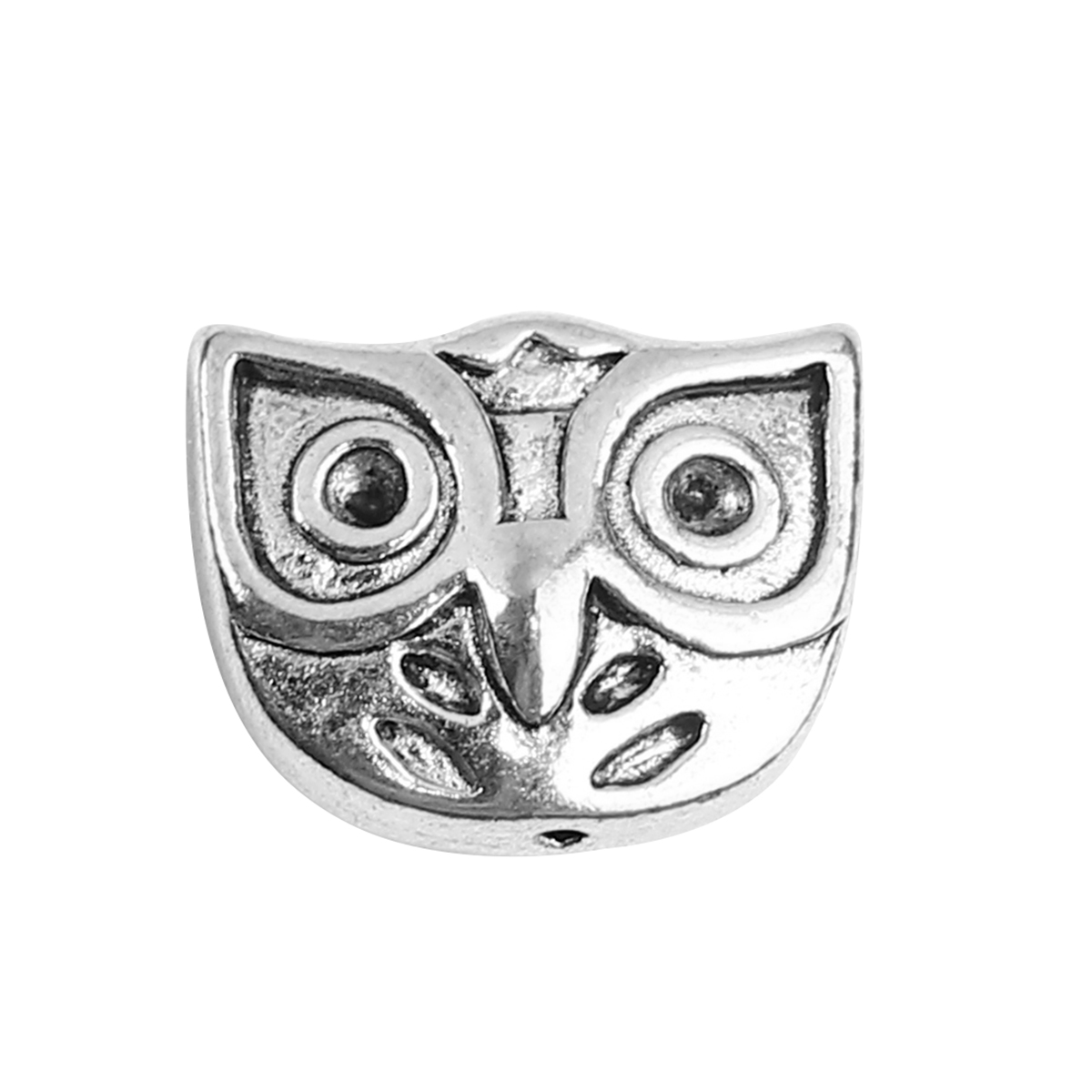 Picture of Zinc Based Alloy Spacer Beads Owl Animal Antique Silver (Can Hold ss5 Rhinestone) 15mm x 11mm, Hole: Approx 0.8mm, 10 PCs