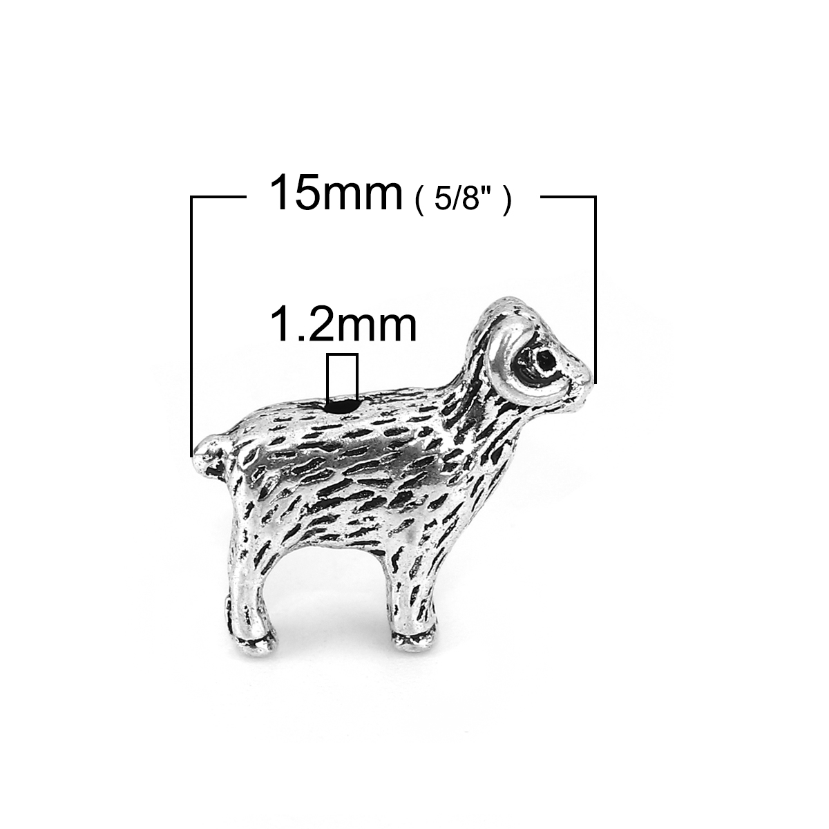 Picture of Zinc Based Alloy 3D Beads Sheep Antique Silver 15mm x 13mm, Hole: Approx 1.2mm, 20 PCs