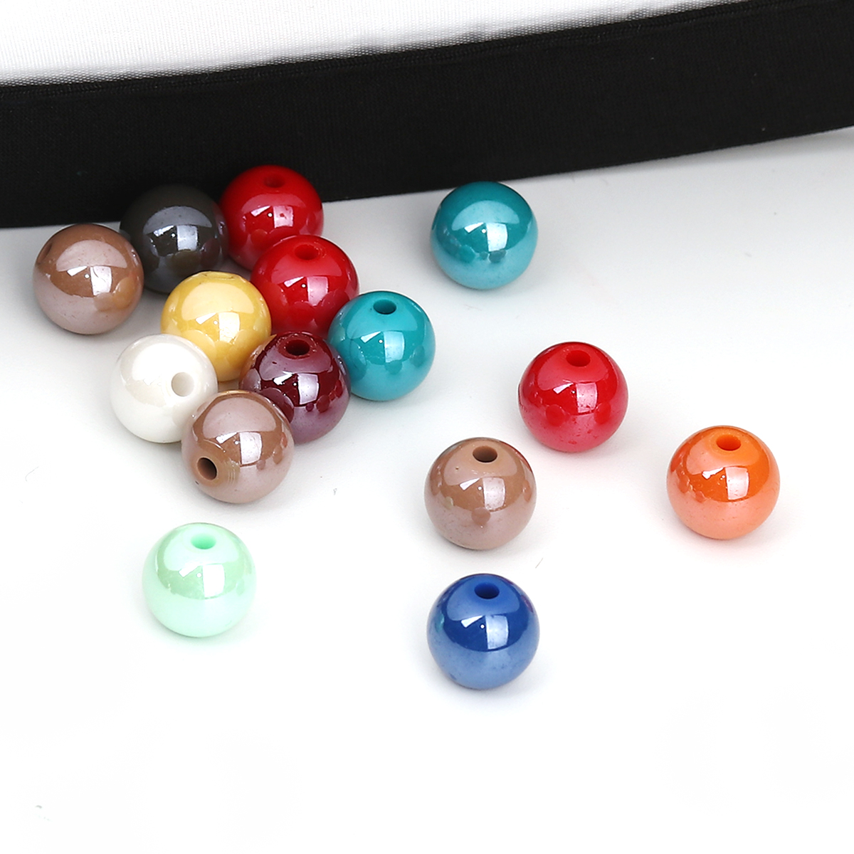 Picture of Acrylic Beads Round At Random Opaque Polished About 10mm Dia, Hole: Approx 1.9mm, 100 PCs