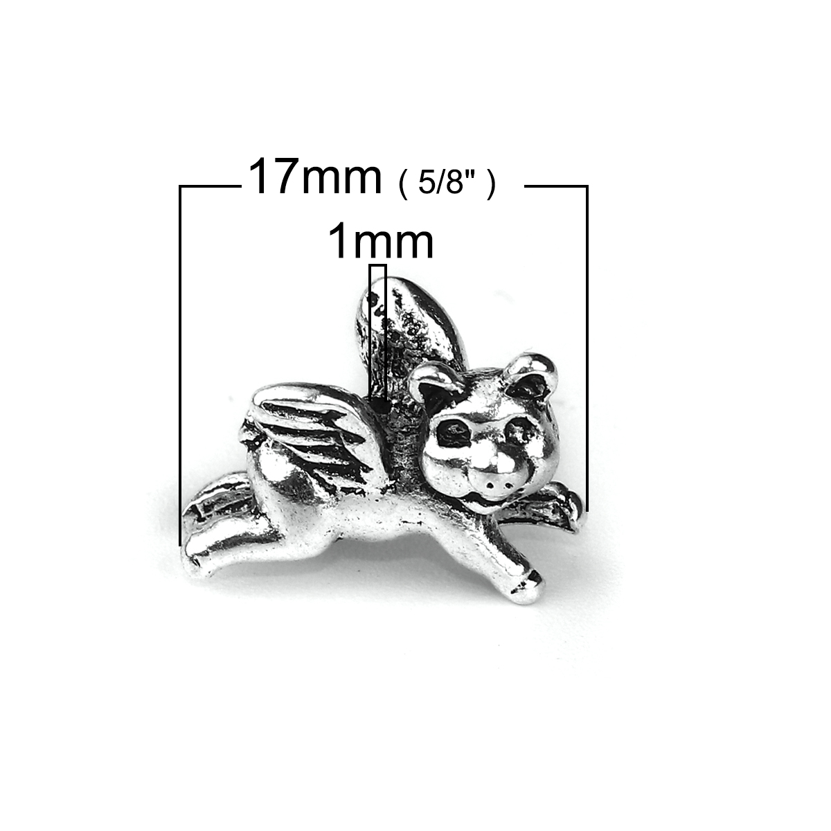 Picture of Zinc Based Alloy 3D Beads Animal Antique Silver Wing 17mm x 13mm, Hole: Approx 1mm, 20 PCs