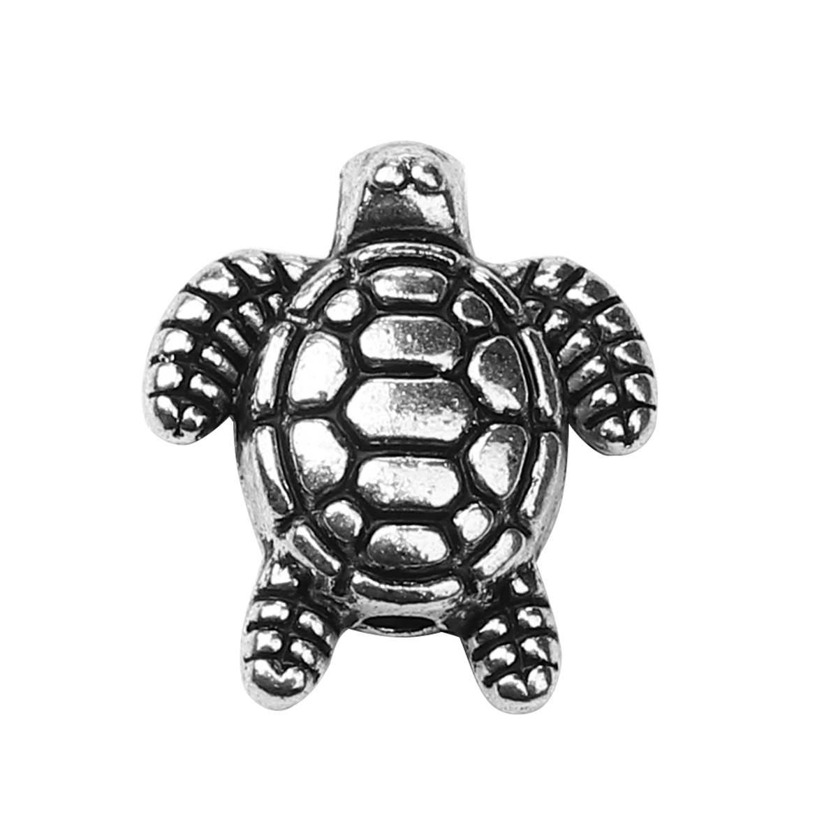 Picture of Zinc Based Alloy 3D Beads Tortoise Animal Antique Silver 13mm x 12mm, Hole: Approx 1.3mm, 50 PCs