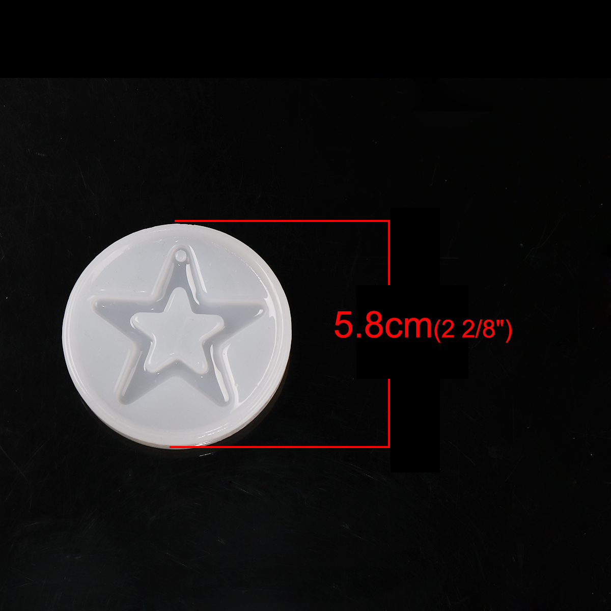 Picture of Silicone Resin Mold For Jewelry Making Round White Pentagram Star 5.8cm(2 2/8") Dia., 2 PCs