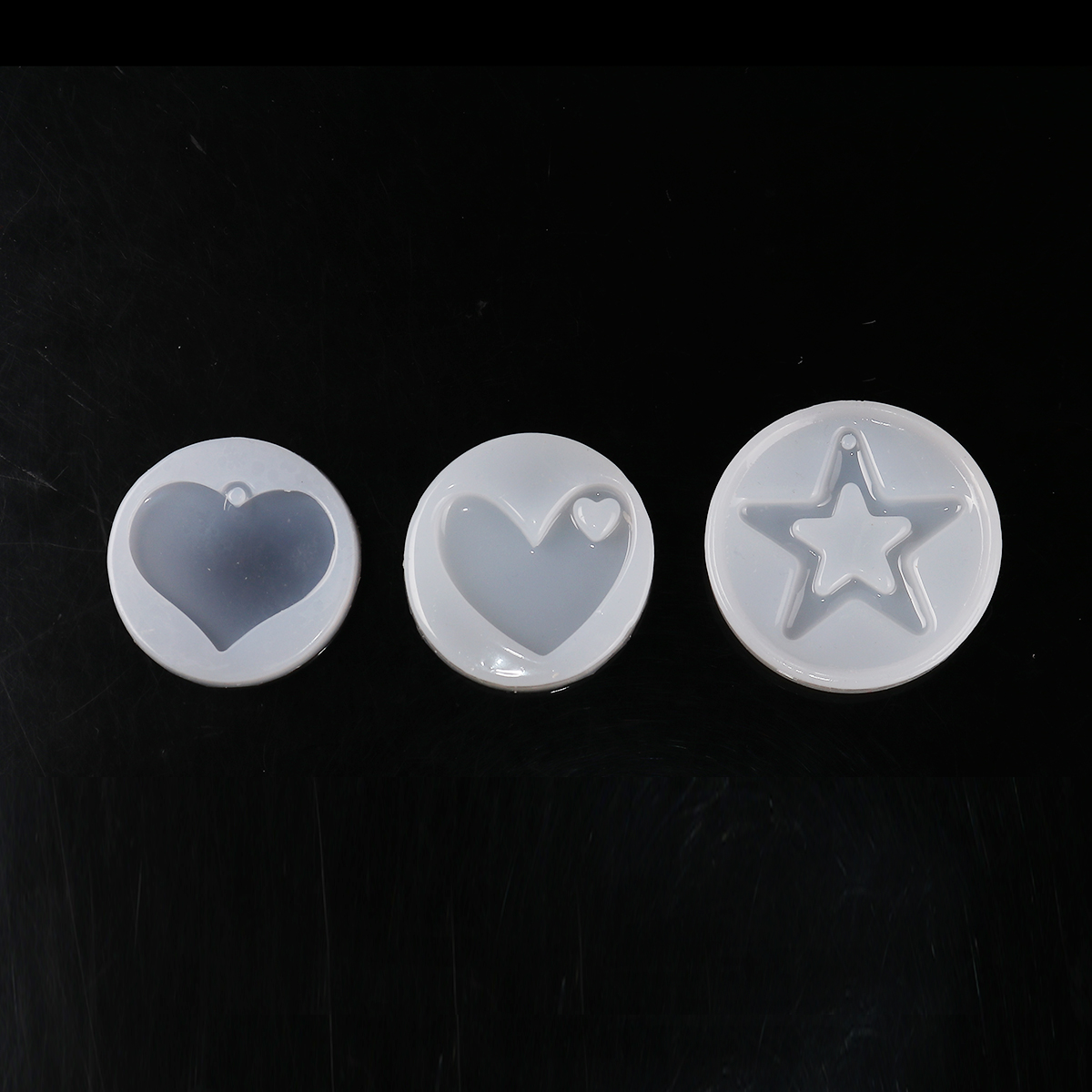 Picture of Silicone Resin Mold For Jewelry Making Round White Heart 5cm(2") Dia., 4 PCs