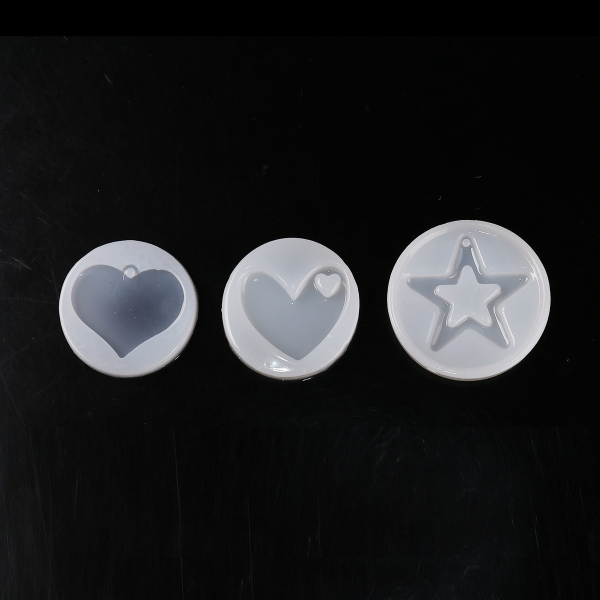 Picture of Silicone Resin Mold For Jewelry Making Round White Heart 5cm(2") Dia., 2 PCs