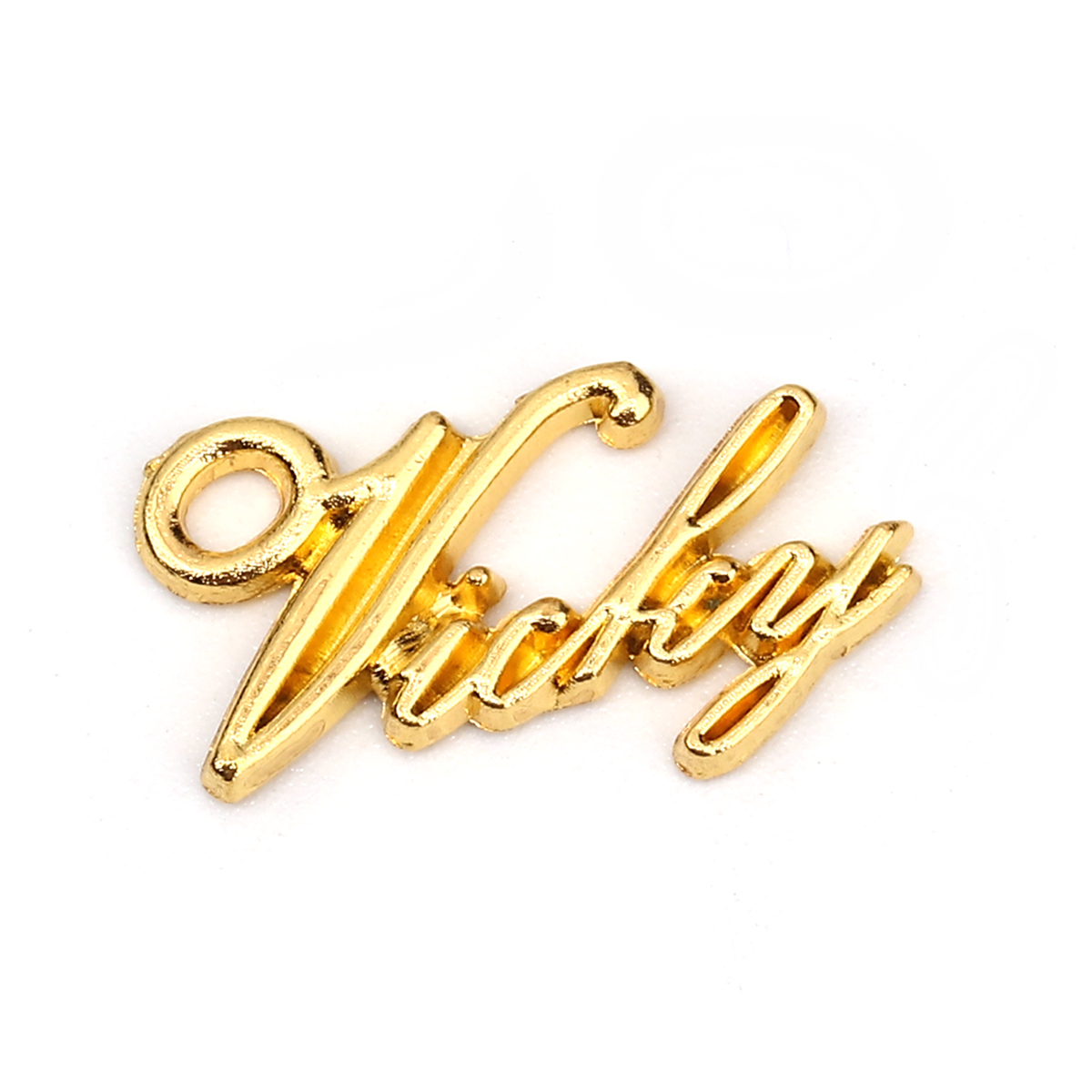 Picture of Zinc Based Alloy Resin Jewelry Tools Gold Plated Message " Vicky " 21mm( 7/8") x 11mm( 3/8"), 10 PCs