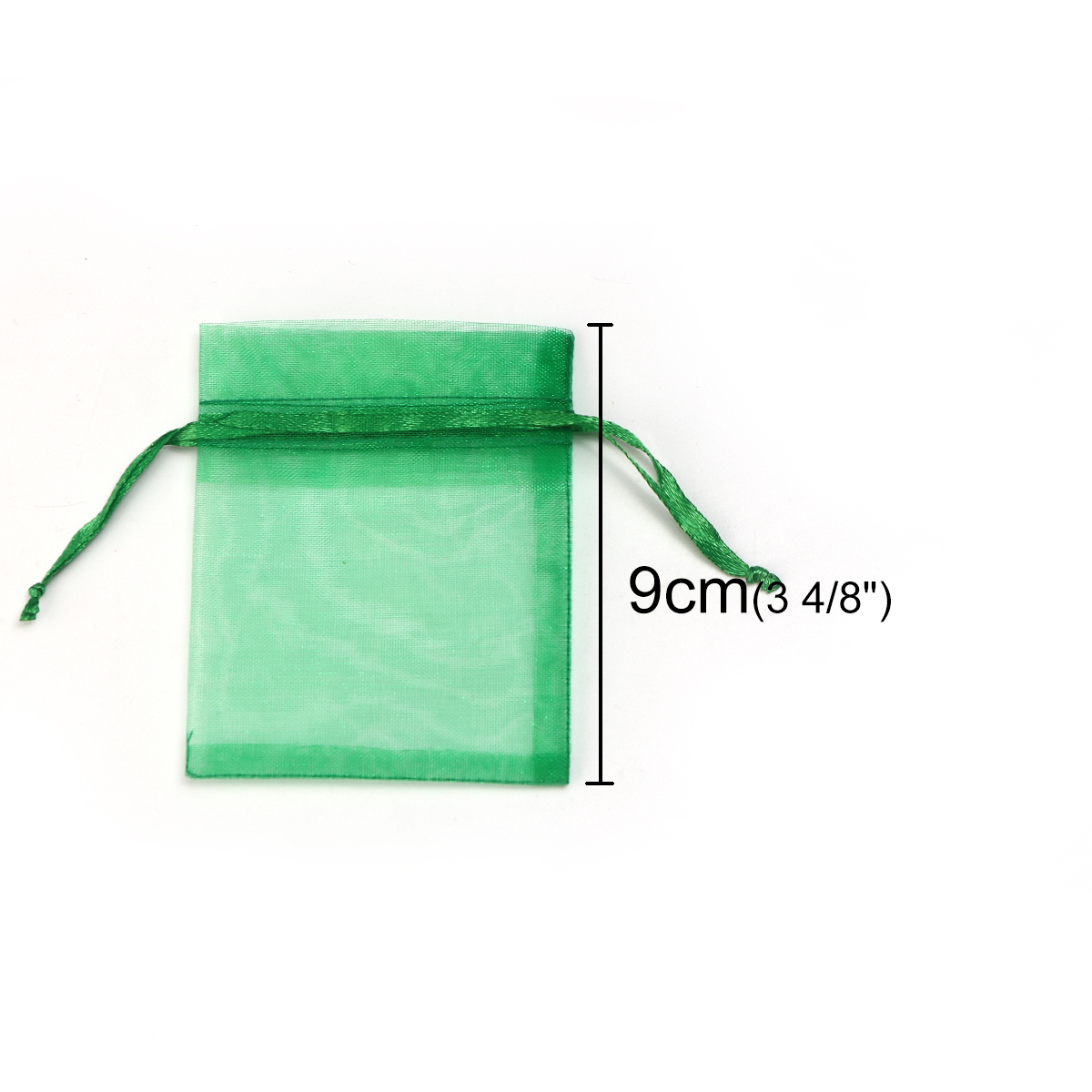 Picture of Wedding Gift Organza Jewelry Bags Drawstring Rectangle Green (Usable Space: 7x7cm) 9cm(3 4/8") x 7cm(2 6/8"), 50 PCs