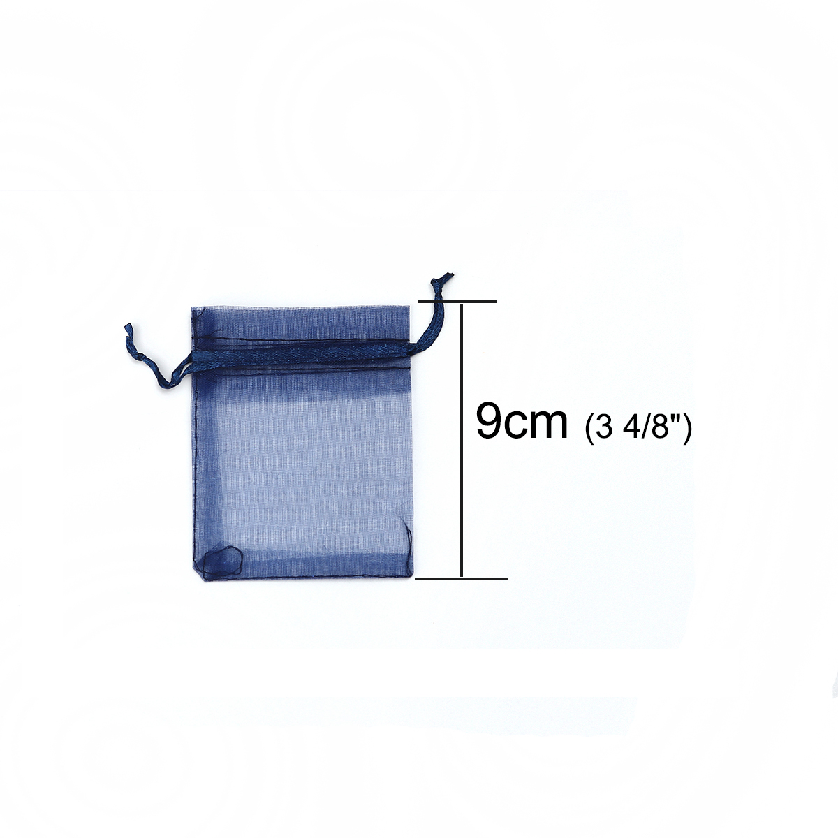 Picture of Wedding Gift Organza Jewelry Bags Drawstring Rectangle Deep Blue (Usable Space: 7x7cm) 9cm(3 4/8") x 7cm(2 6/8"), 50 PCs