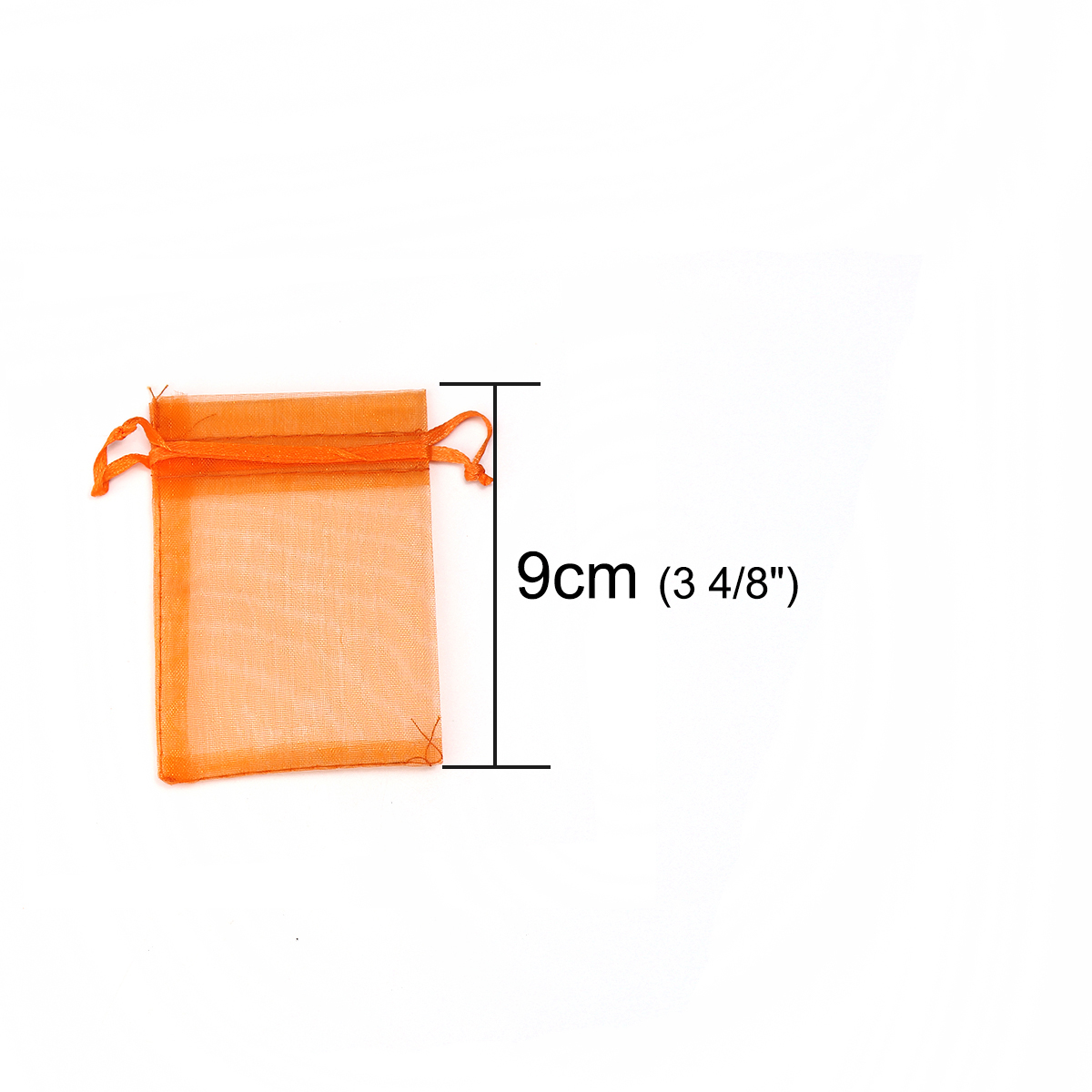 結婚祝い ギフト オーガンジー袋 巾着袋 アクセサリーバック ラッピング  描画可能 長方形 オレンジ色 （使用可能なスペース: 7x7cm ) 9cm x 7cm、 50 個 の画像