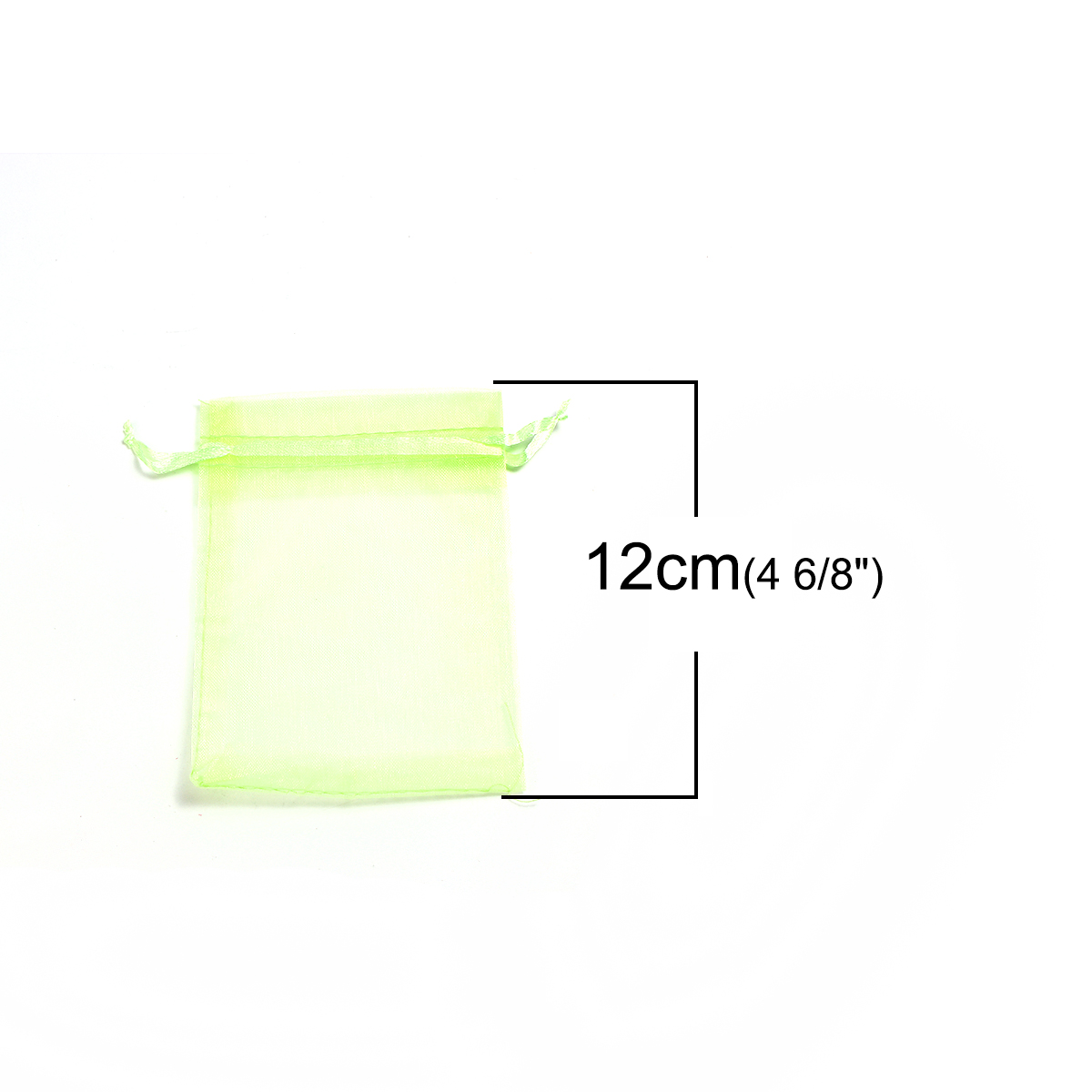 Picture of Wedding Gift Organza Jewelry Bags Drawstring Rectangle Fruit Green (Usable Space: 9.5x9cm) 12cm(4 6/8") x 9cm(3 4/8"), 50 PCs