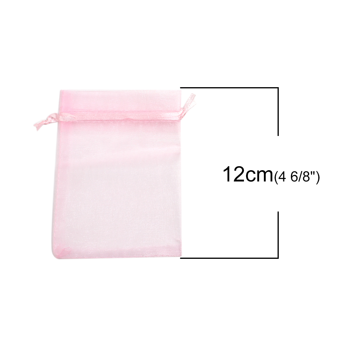 Picture of Wedding Gift Organza Jewelry Bags Drawstring Rectangle Pink (Usable Space: 9.5x9cm) 12cm(4 6/8") x 9cm(3 4/8"), 50 PCs