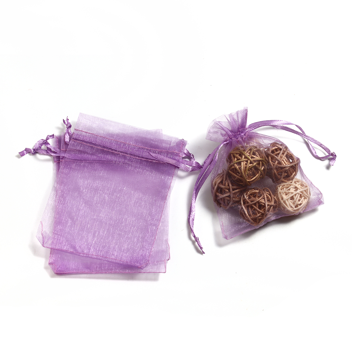 Picture of Wedding Gift Organza Jewelry Bags Drawstring Rectangle Mauve (Usable Space: 9.5x9cm) 12cm(4 6/8") x 9cm(3 4/8"), 50 PCs