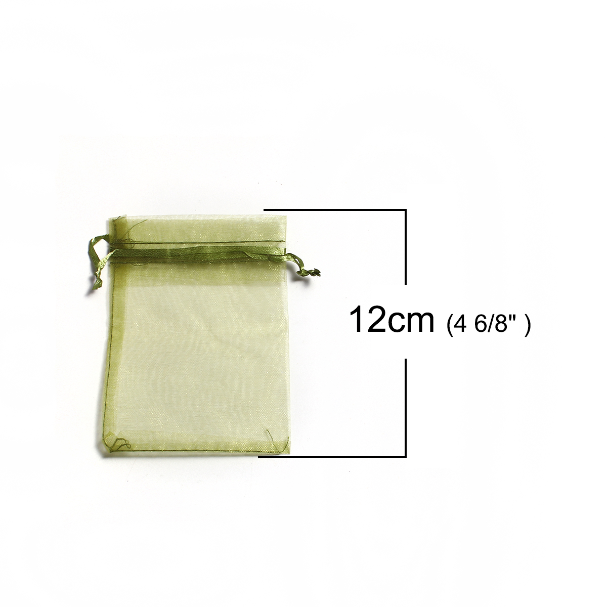 Picture of Wedding Gift Organza Jewelry Bags Drawstring Rectangle Army Green (Usable Space: 9.5x9cm) 12cm(4 6/8") x 9cm(3 4/8"), 50 PCs