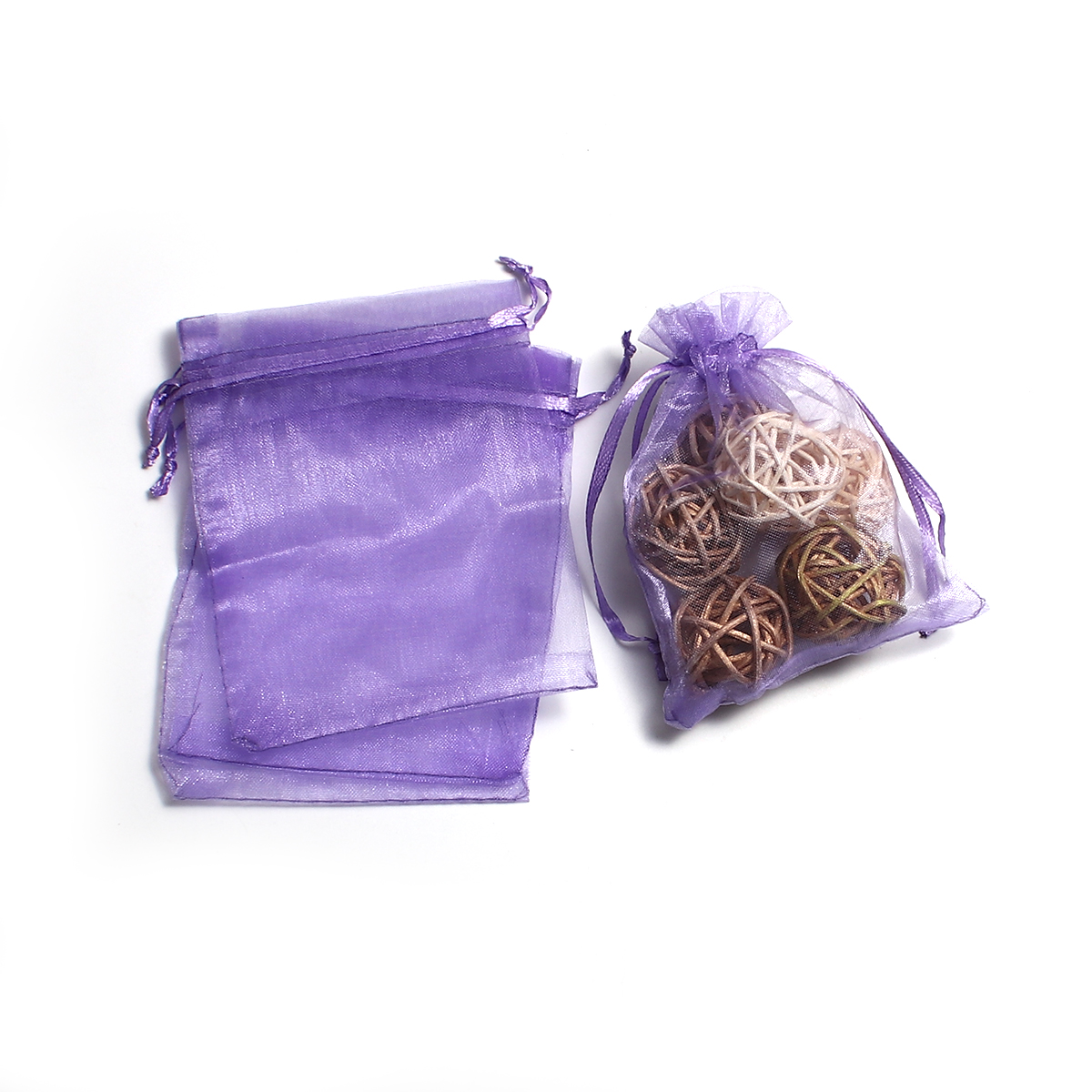 Picture of Wedding Gift Organza Jewelry Bags Drawstring Rectangle Violet (Usable Space: 9.5x9cm) 12cm(4 6/8") x 9cm(3 4/8"), 50 PCs