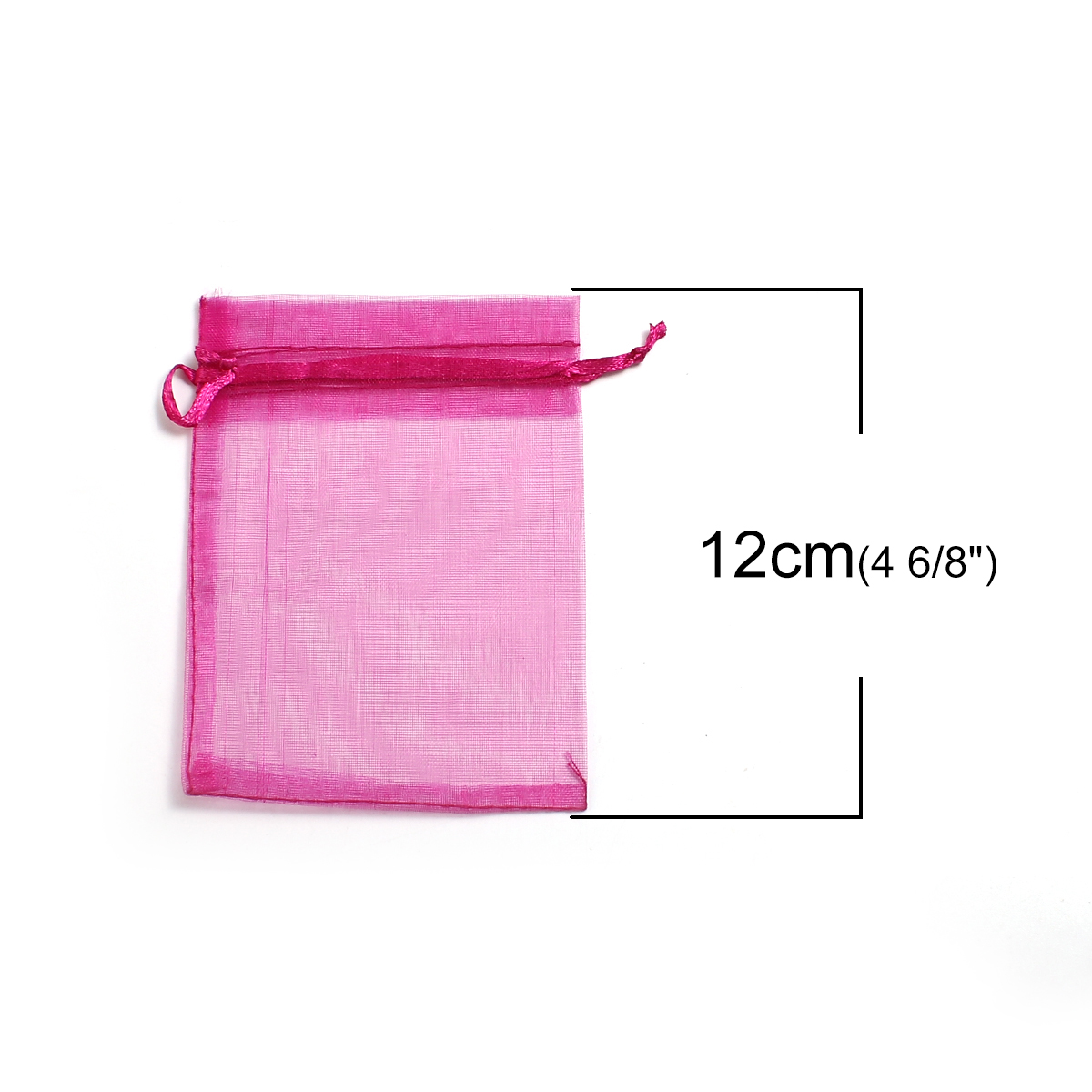 Picture of Wedding Gift Organza Jewelry Bags Drawstring Rectangle Fuchsia (Usable Space: 9.5x9cm) 12cm(4 6/8") x 9cm(3 4/8"), 50 PCs