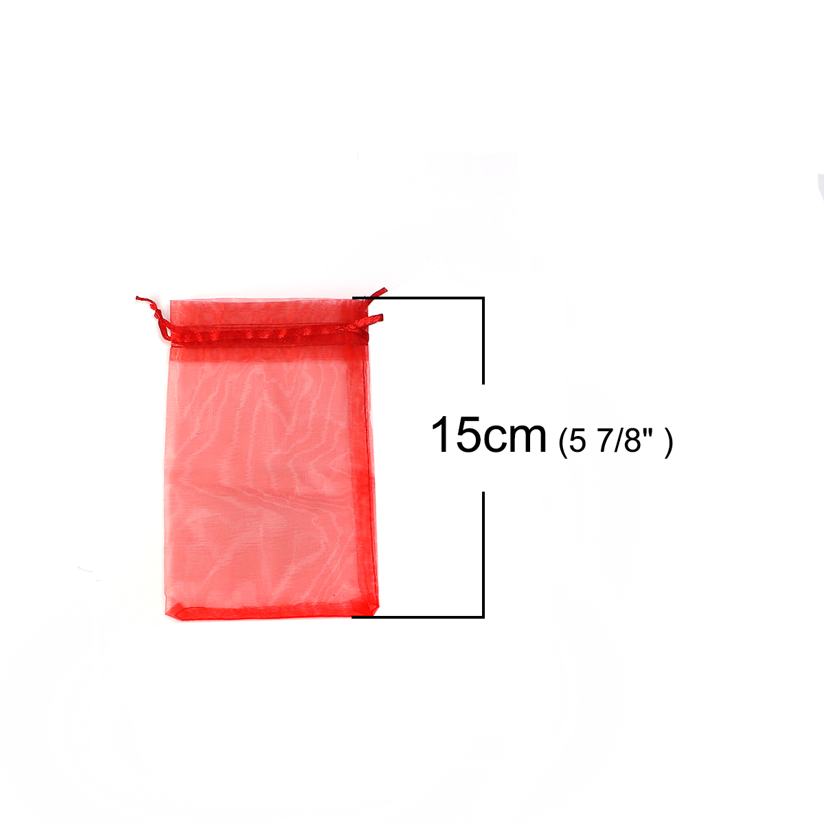 Picture of Wedding Gift Organza Jewelry Bags Drawstring Rectangle Red (Usable Space: 13x10cm) 15cm(5 7/8") x 10cm(3 7/8"), 20 PCs