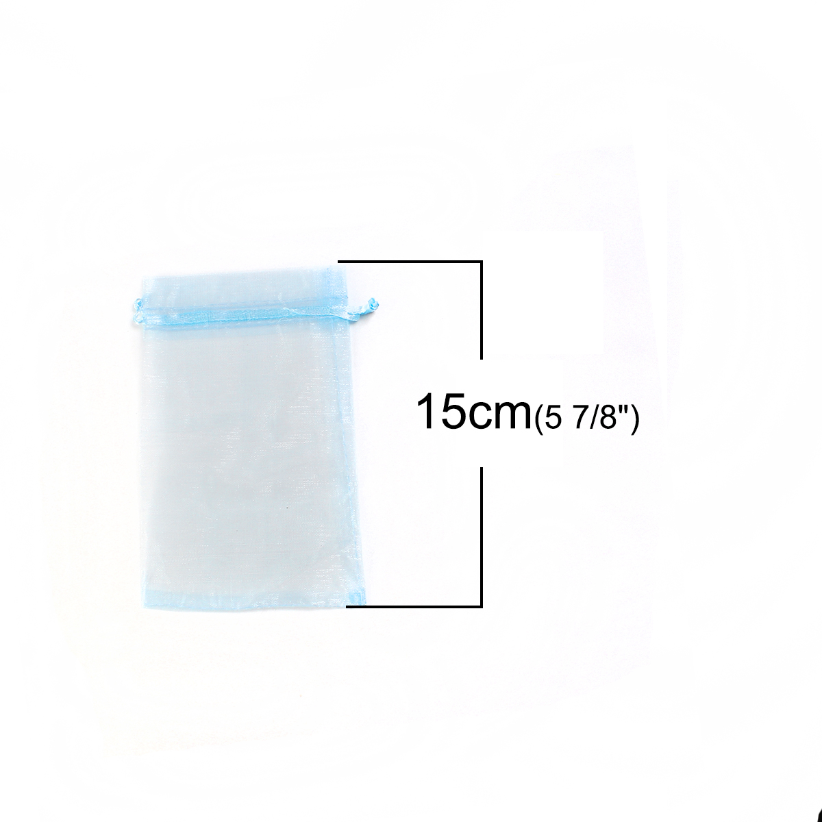Picture of Wedding Gift Organza Jewelry Bags Drawstring Rectangle Light Blue (Usable Space: 13x10cm) 15cm(5 7/8") x 10cm(3 7/8"), 20 PCs