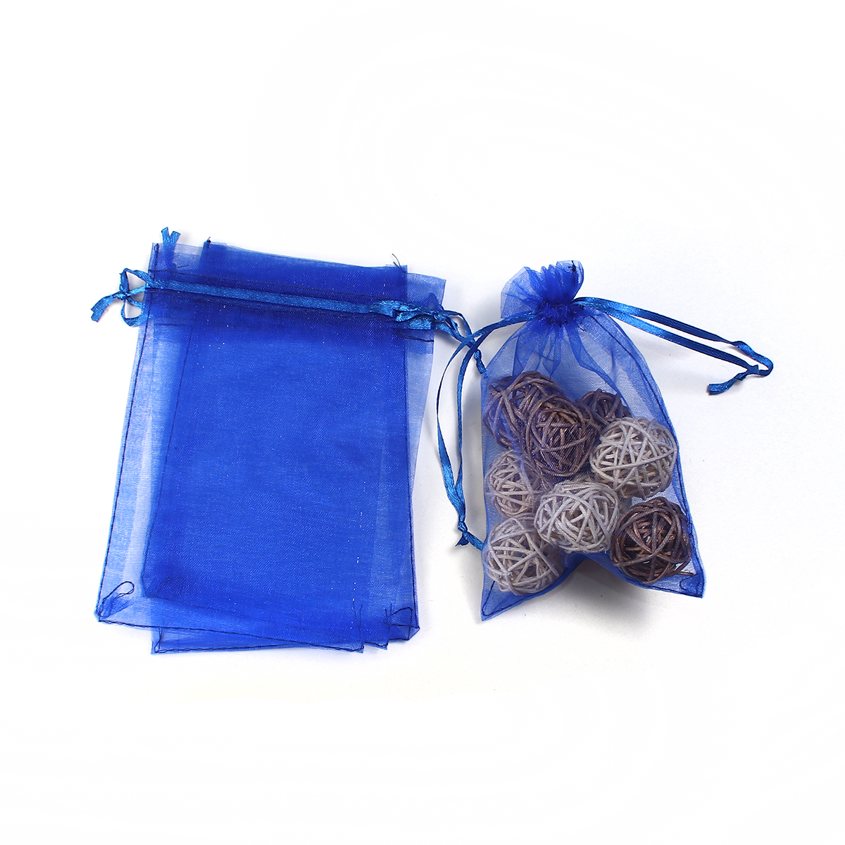 Picture of Wedding Gift Organza Jewelry Bags Drawstring Rectangle Royal Blue (Usable Space: 13x10cm) 15cm(5 7/8") x 10cm(3 7/8"), 20 PCs