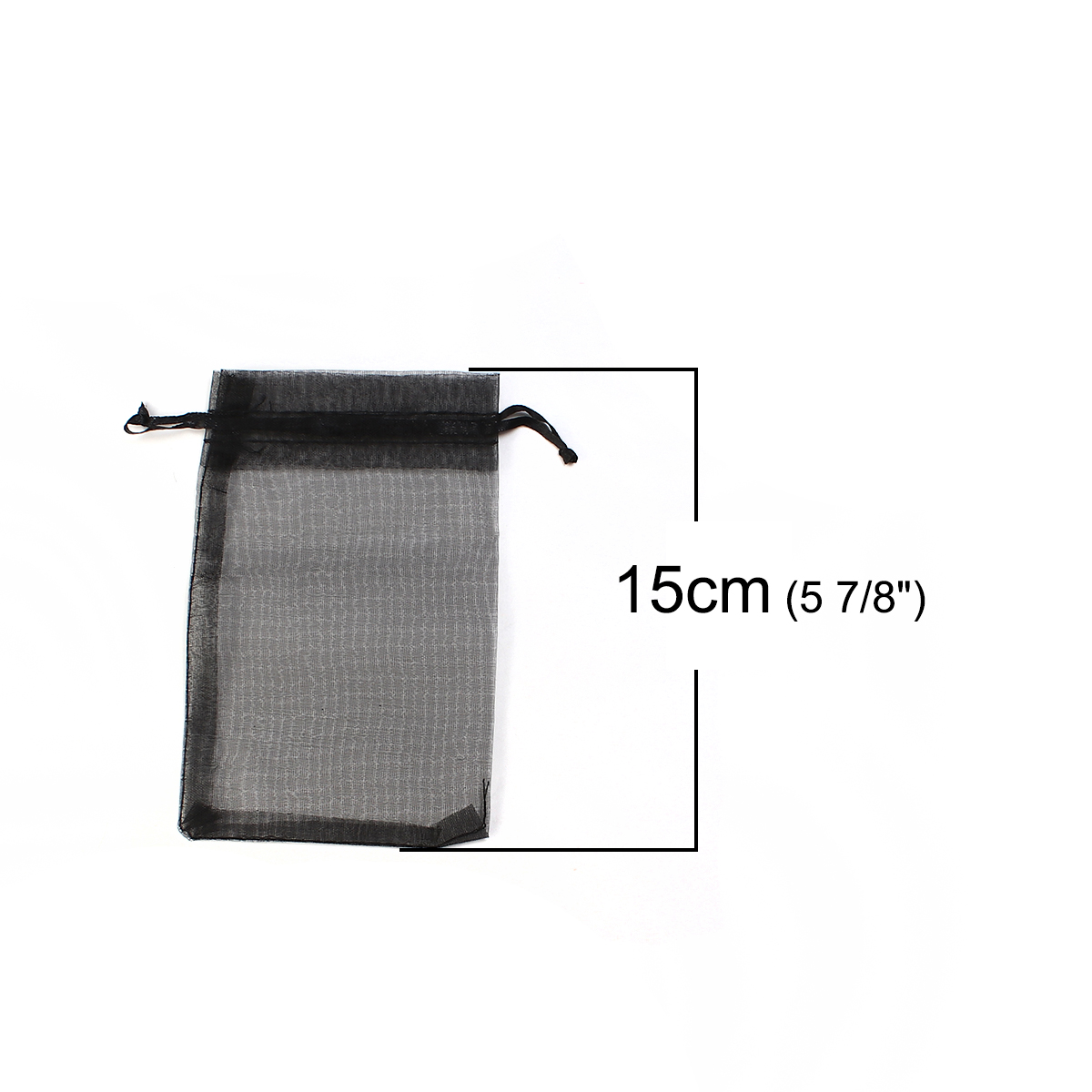 Picture of Wedding Gift Organza Jewelry Bags Drawstring Rectangle Black (Usable Space: 13x10cm) 15cm(5 7/8") x 10cm(3 7/8"), 20 PCs
