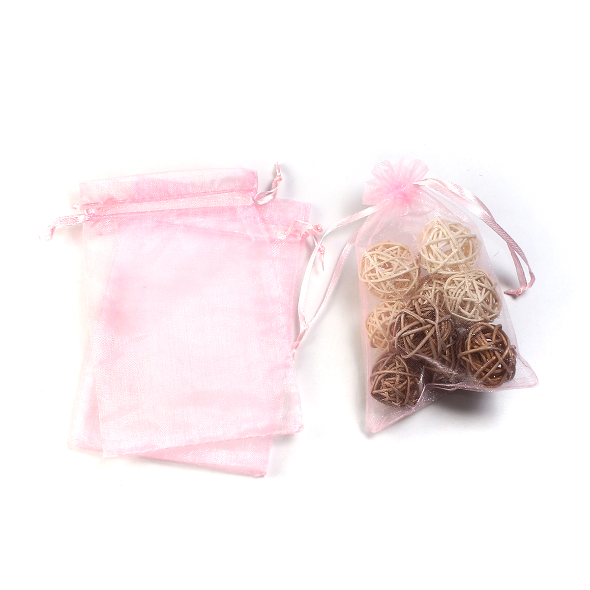 Picture of Wedding Gift Organza Jewelry Bags Drawstring Rectangle Pink (Usable Space: 13x10cm) 15cm(5 7/8") x 10cm(3 7/8"), 20 PCs