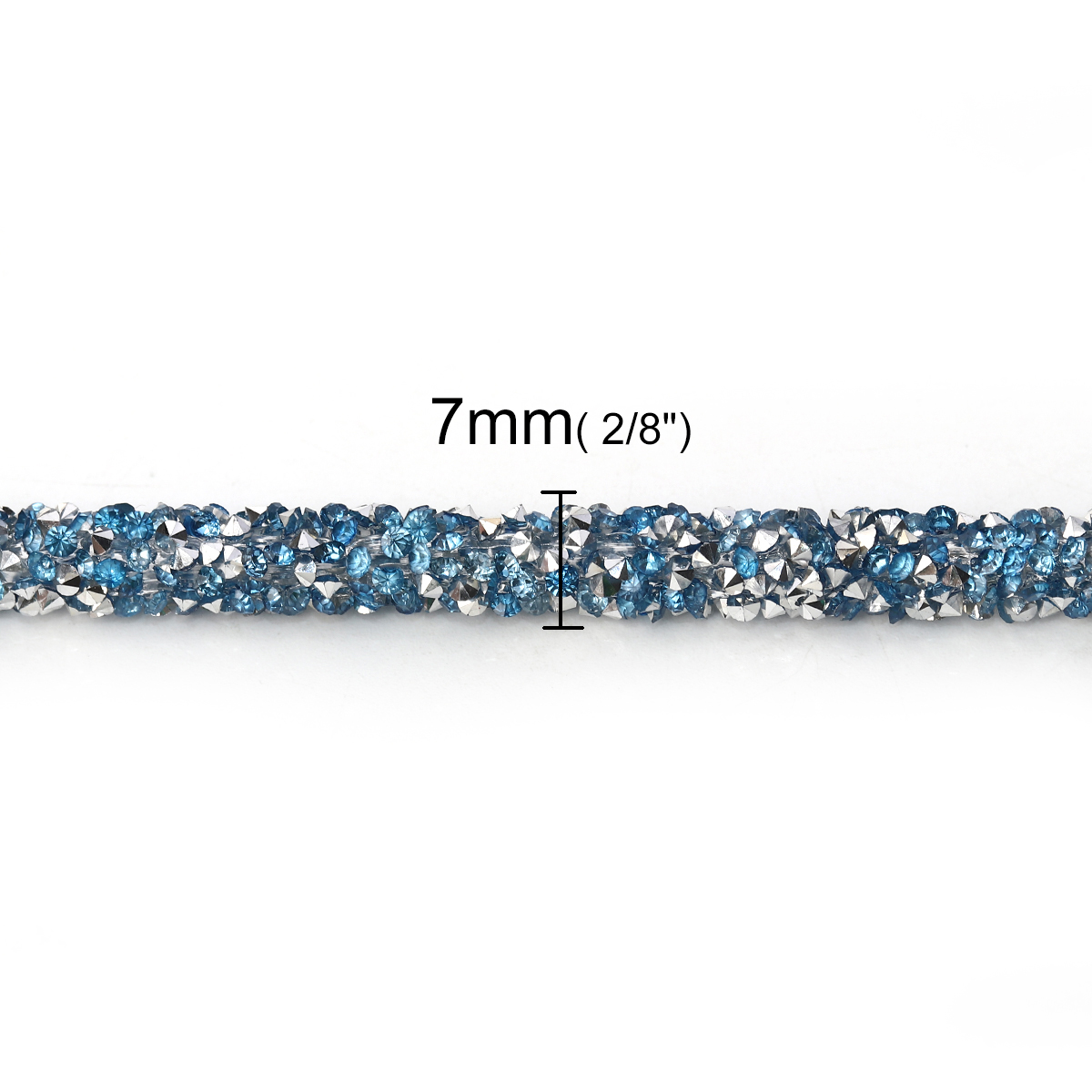 Picture of PVC Jewelry Cord Rope Light Blue With Hot Fix Rhinestone 7mm( 2/8"), 2 M