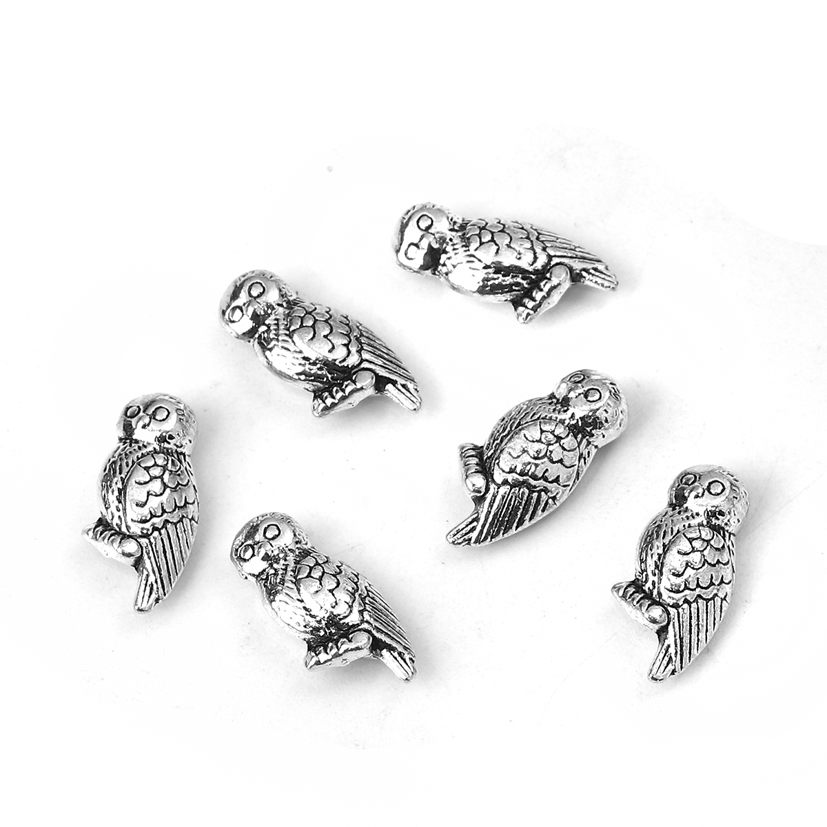 Picture of Zinc Based Alloy 3D Beads Owl Animal Antique Silver 16mm x 8mm, Hole: Approx 1.3mm, 50 PCs