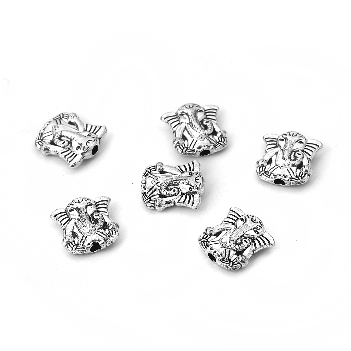 Picture of Zinc Based Alloy Spacer Beads Elephant Animal Antique Silver 10mm x 10mm, Hole: Approx 1.3mm, 100 PCs