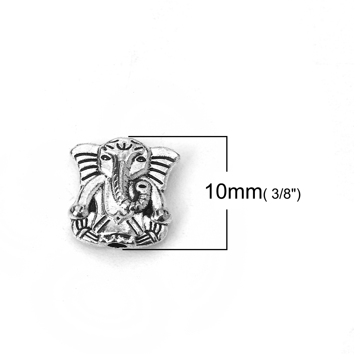 Picture of Zinc Based Alloy Spacer Beads Elephant Animal Antique Silver 10mm x 10mm, Hole: Approx 1.3mm, 100 PCs