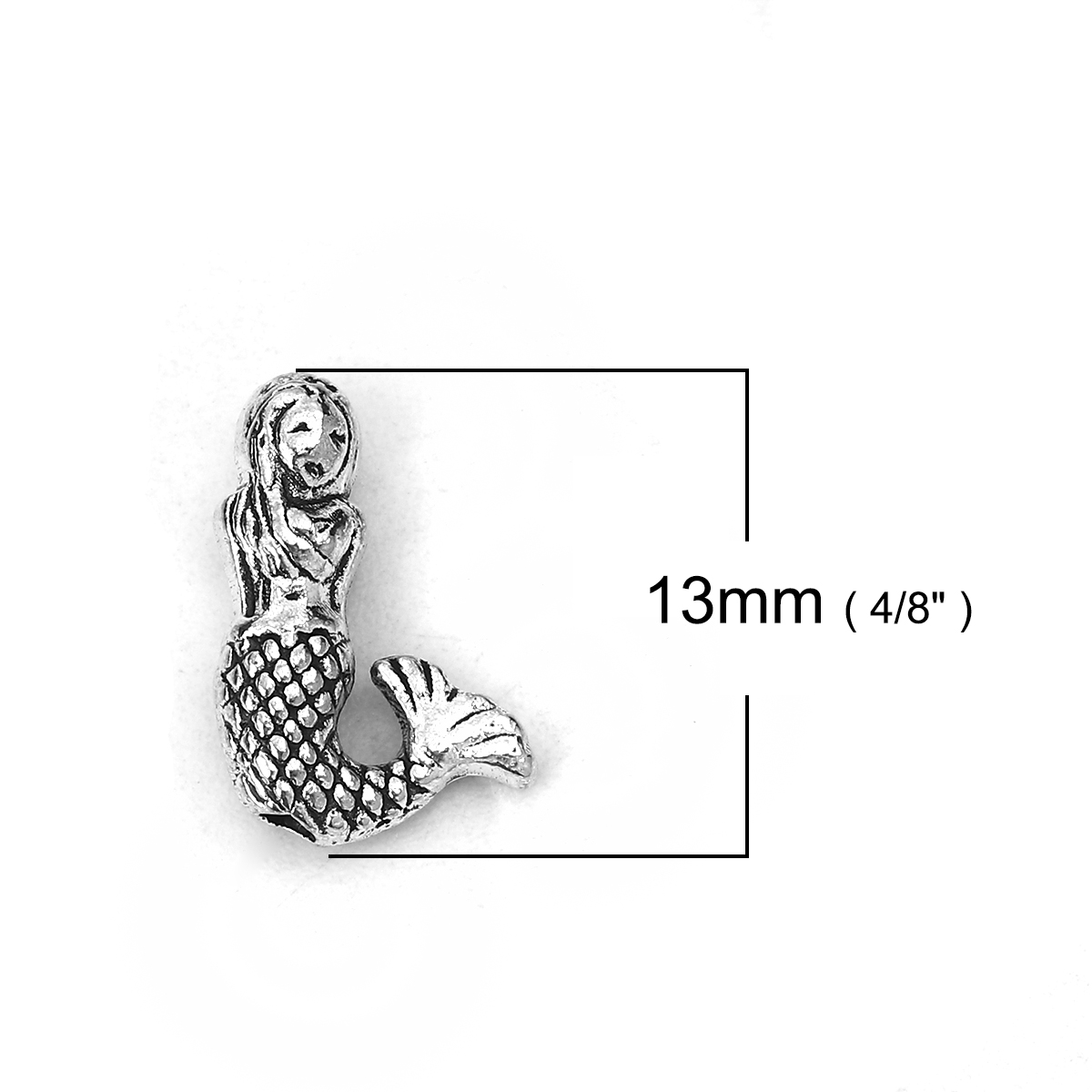 Picture of Zinc Based Alloy Spacer Beads Antique Silver Mermaid 13mm x 9mm, Hole: Approx 1.3mm, 100 PCs