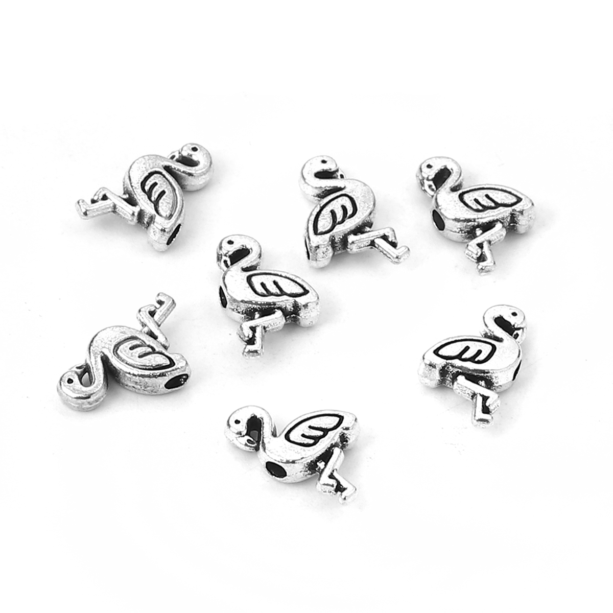 Picture of Zinc Based Alloy Spacer Beads Flamingo Antique Silver 12mm x 8mm, Hole: Approx 1.4mm, 100 PCs