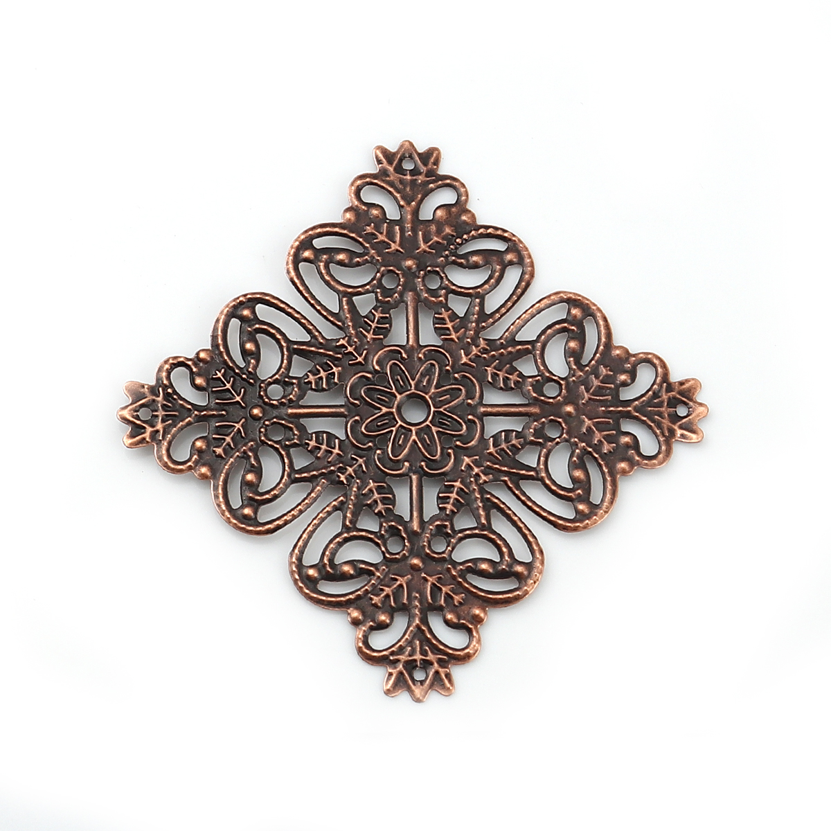 Picture of Iron Based Alloy Filigree Stamping Embellishments Square Antique Copper 56mm(2 2/8") x 56mm(2 2/8"), 30 PCs