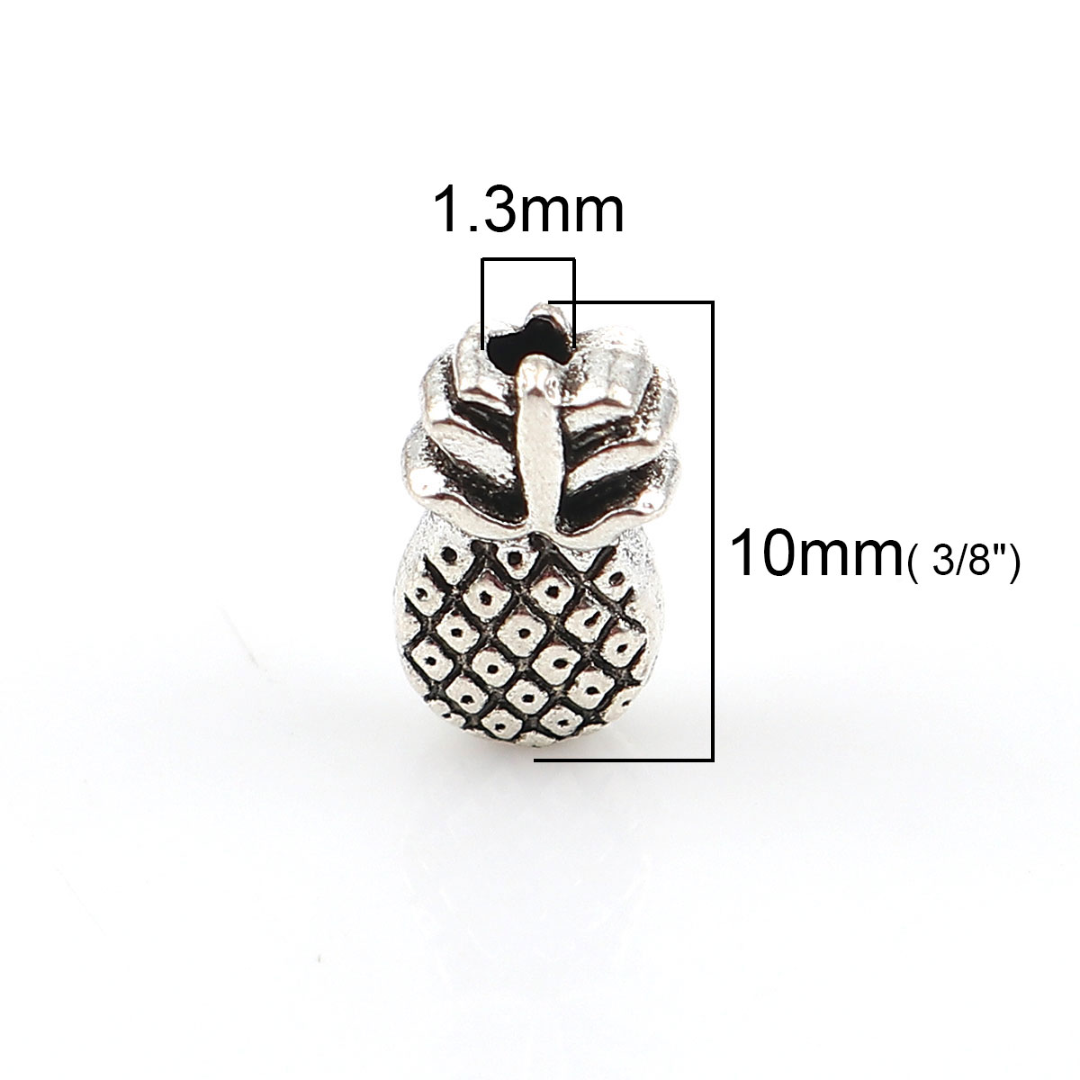 Picture of Zinc Based Alloy Spacer Beads Pineapple/ Ananas Fruit Antique Silver 10mm x 6mm, Hole: Approx 1.3mm, 100 PCs