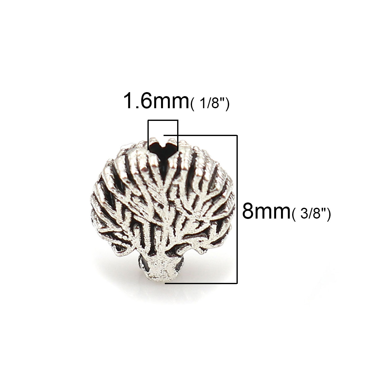 Picture of Zinc Based Alloy Spacer Beads Tree Antique Silver 8mm x 8mm, Hole: Approx 1.6mm, 100 PCs