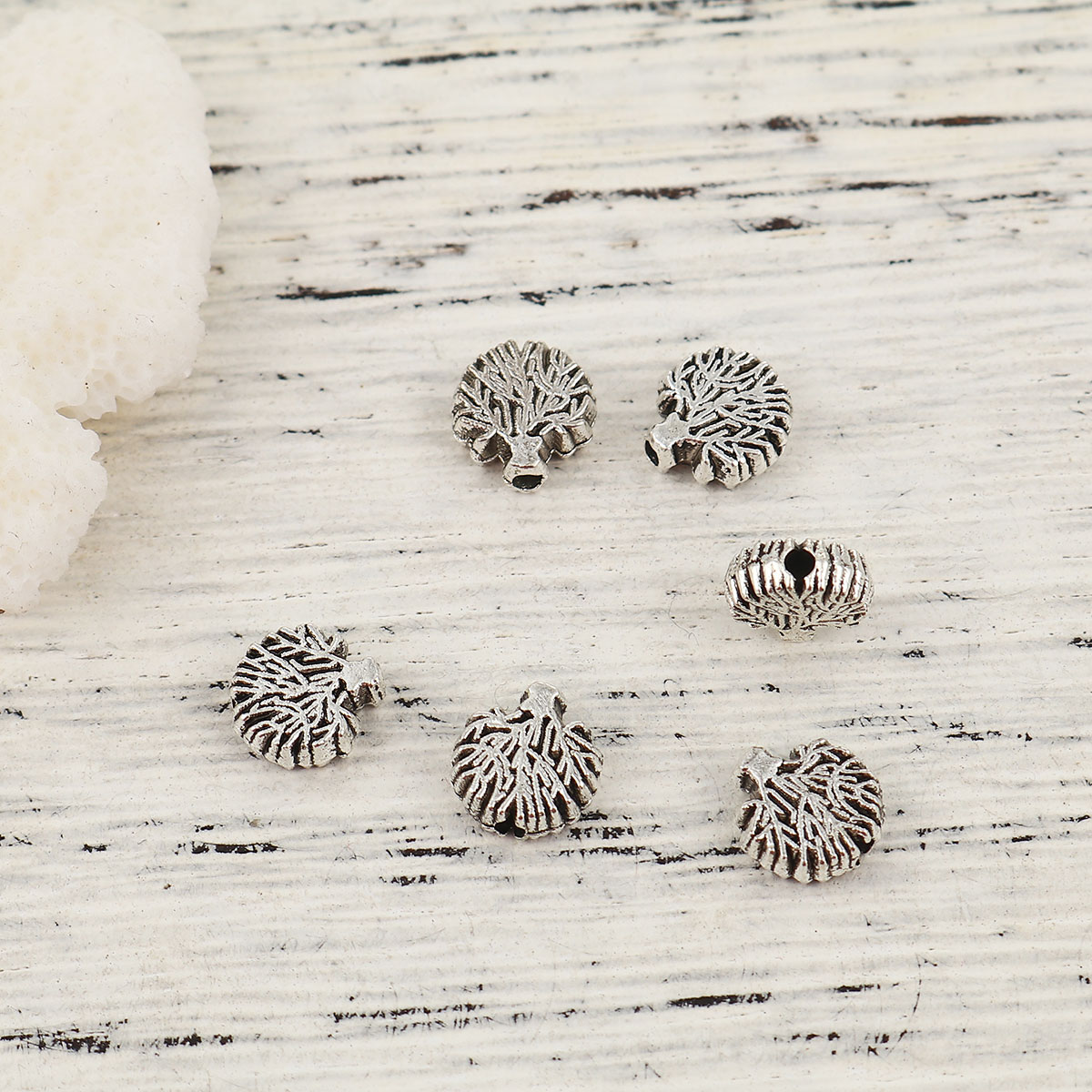 Picture of Zinc Based Alloy Spacer Beads Tree Antique Silver 8mm x 8mm, Hole: Approx 1.6mm, 100 PCs