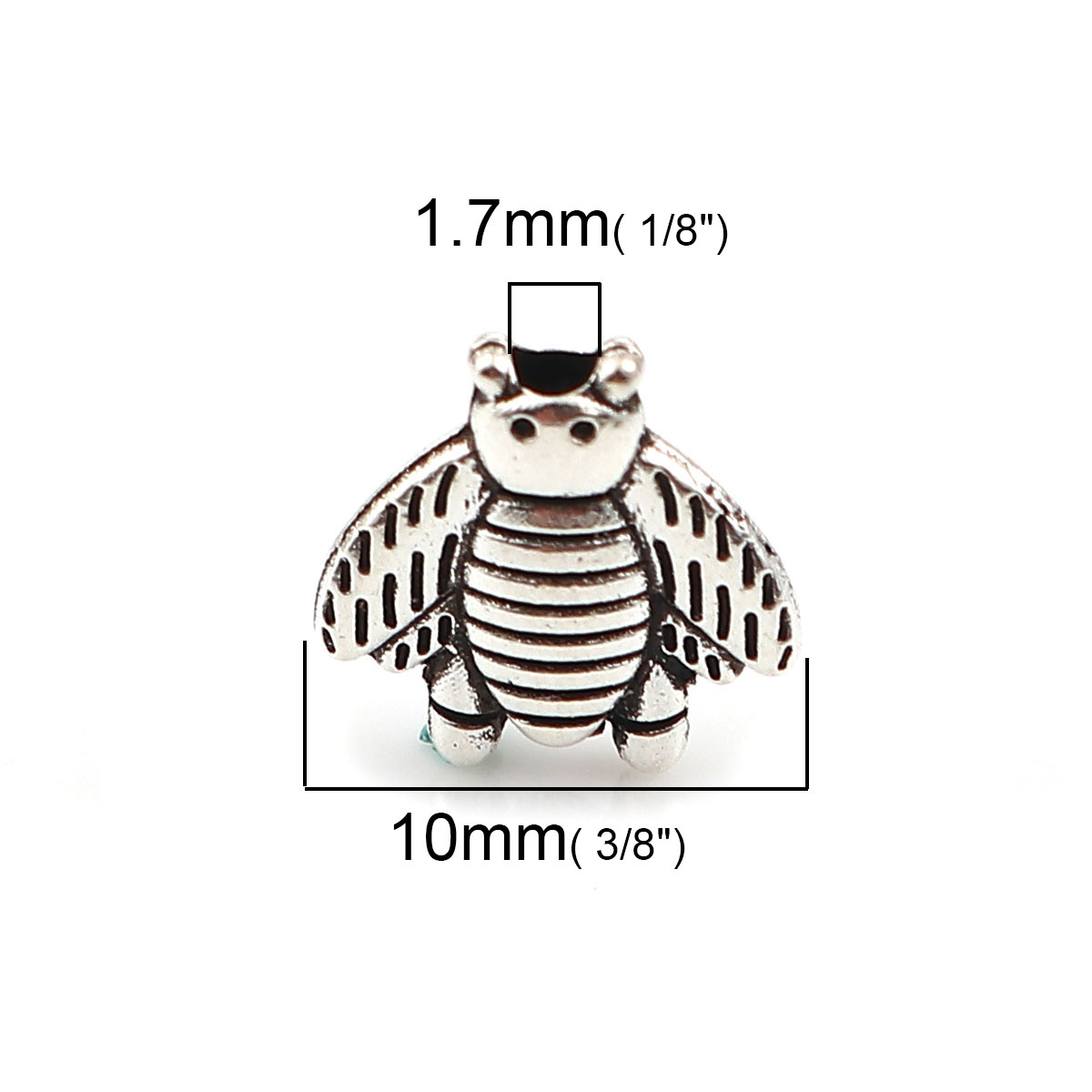 Picture of Zinc Based Alloy Spacer Beads Fly Antique Silver 10mm x 10mm, Hole: Approx 1.7mm, 100 PCs