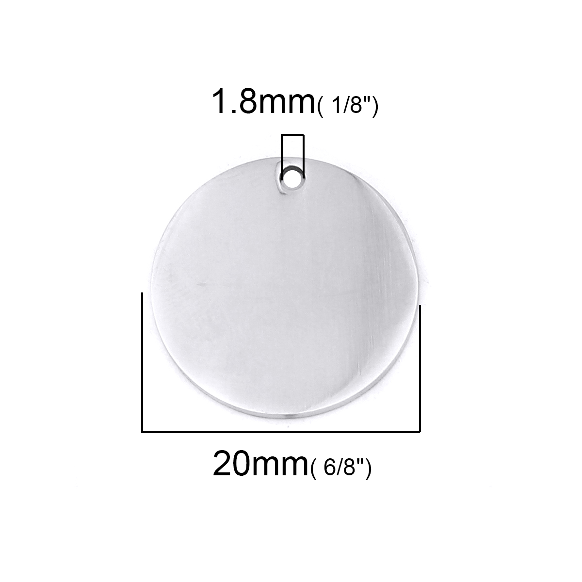 Picture of Stainless Steel Blank Stamping Tags Charms Round Silver Tone One-sided Polishing 20mm Dia., 3 PCs