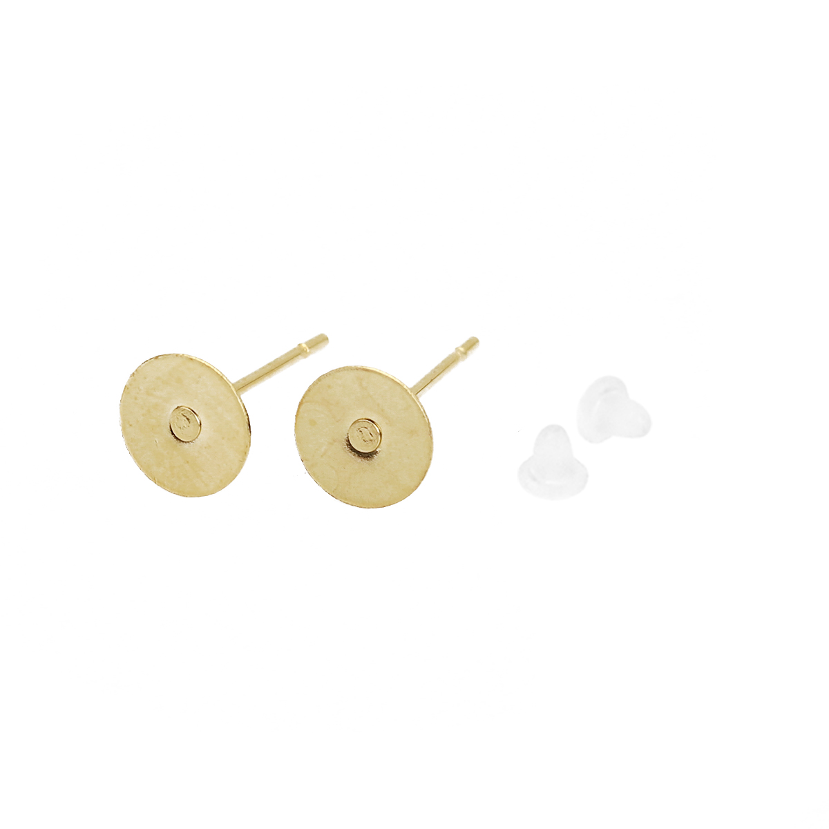 Picture of 304 Stainless Steel Glue-On Ear Post Stud Earrings Round Gold Plated (Fits 6mm Dia.) 6mm( 2/8") Dia., Post/ Wire Size: (21 gauge), 30 PCs