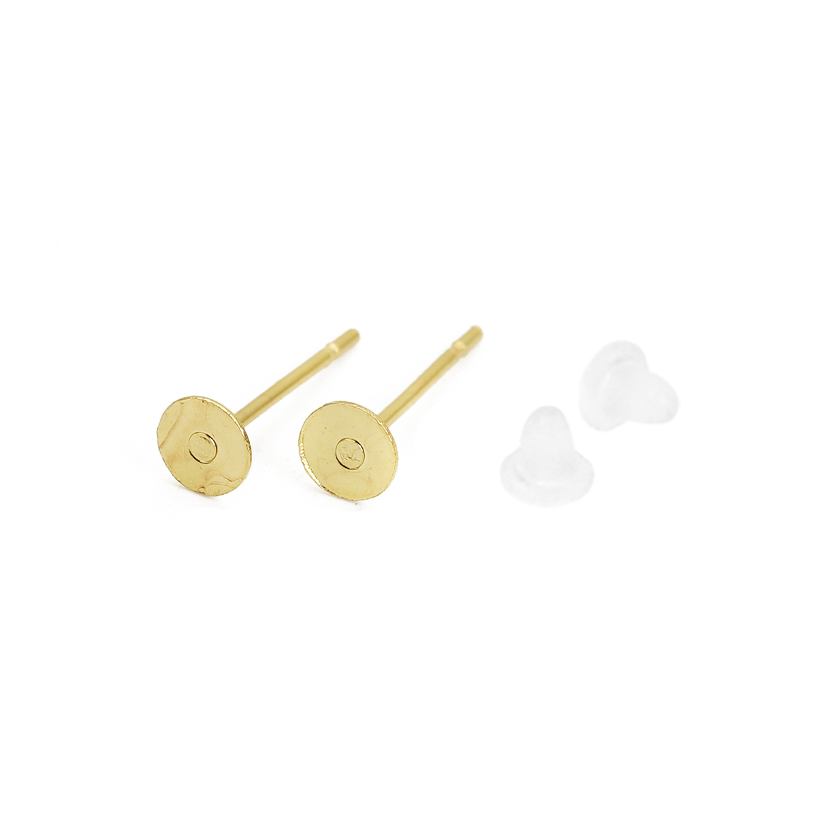Picture of 304 Stainless Steel Glue-On Ear Post Stud Earrings Round Gold Plated (Fits 4mm Dia.) 4mm( 1/8") Dia., Post/ Wire Size: (21 gauge), 50 PCs