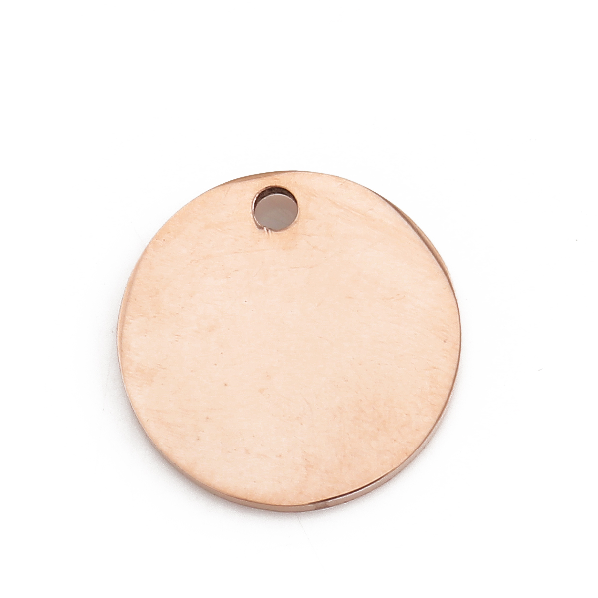 Picture of Stainless Steel Blank Stamping Tags Charms Round Rose Gold One-sided Polishing 15mm Dia., 2 PCs