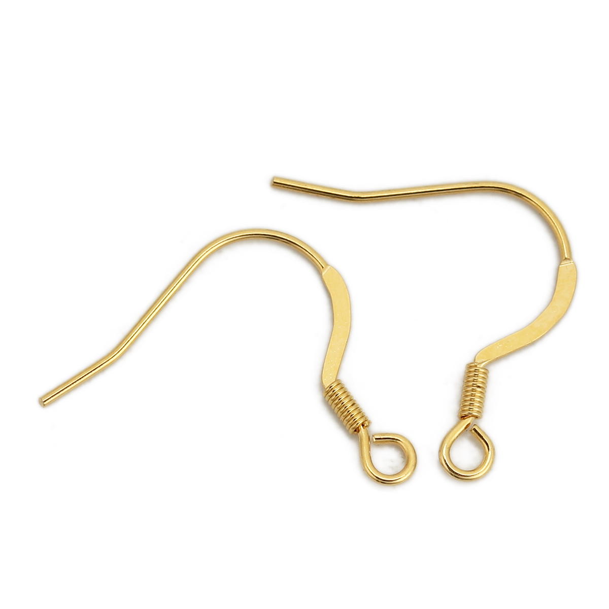 Picture of 316 Stainless Steel Ear Wire Hooks Earring Findings Gold Plated W/ Loop 20mm( 6/8") x 20mm( 6/8"), Post/ Wire Size: (21 gauge), 6 PCs