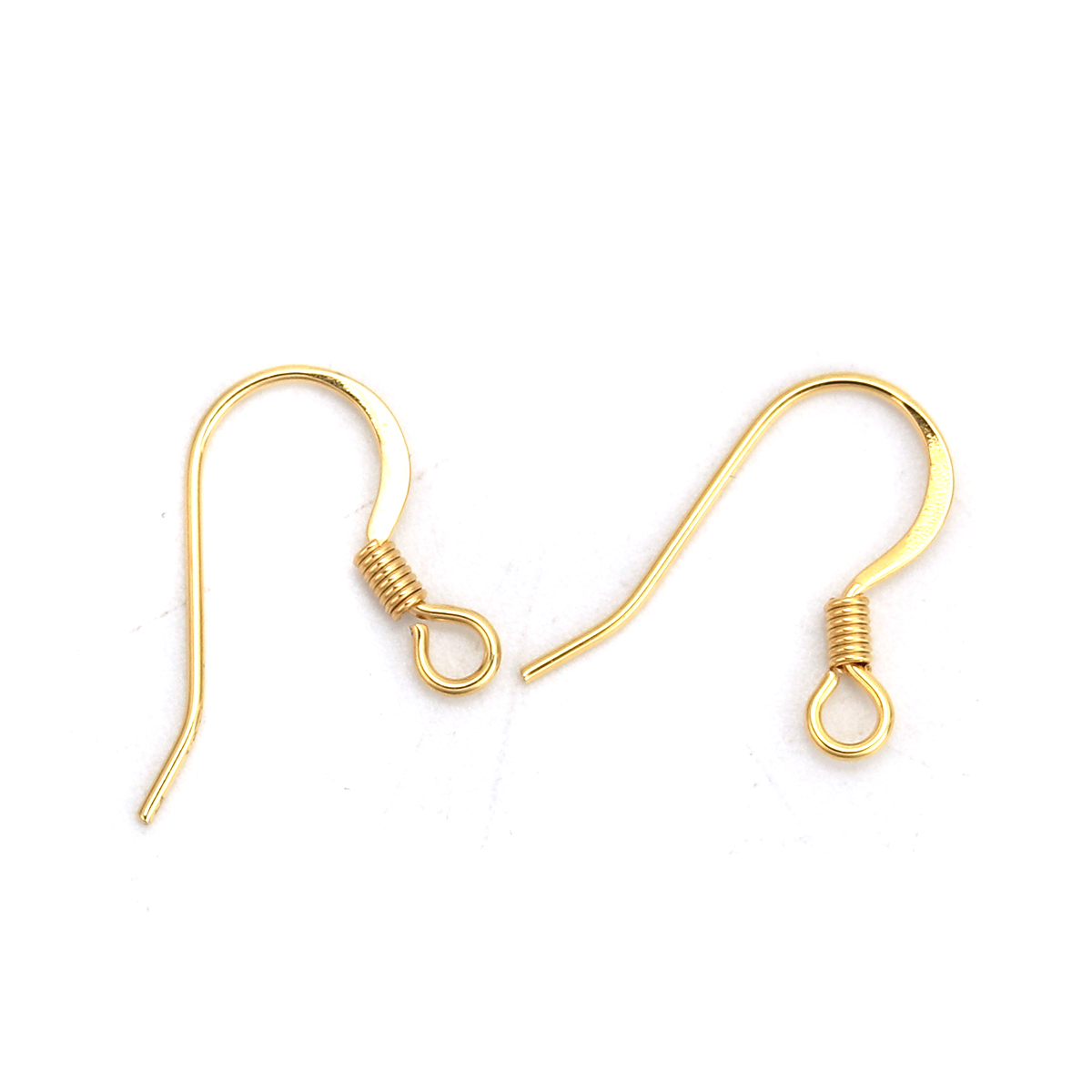 Picture of 316 Stainless Steel Ear Wire Hooks Earring Findings Gold Plated W/ Loop 15mm( 5/8") x 13mm( 4/8"), Post/ Wire Size: (21 gauge), 6 PCs