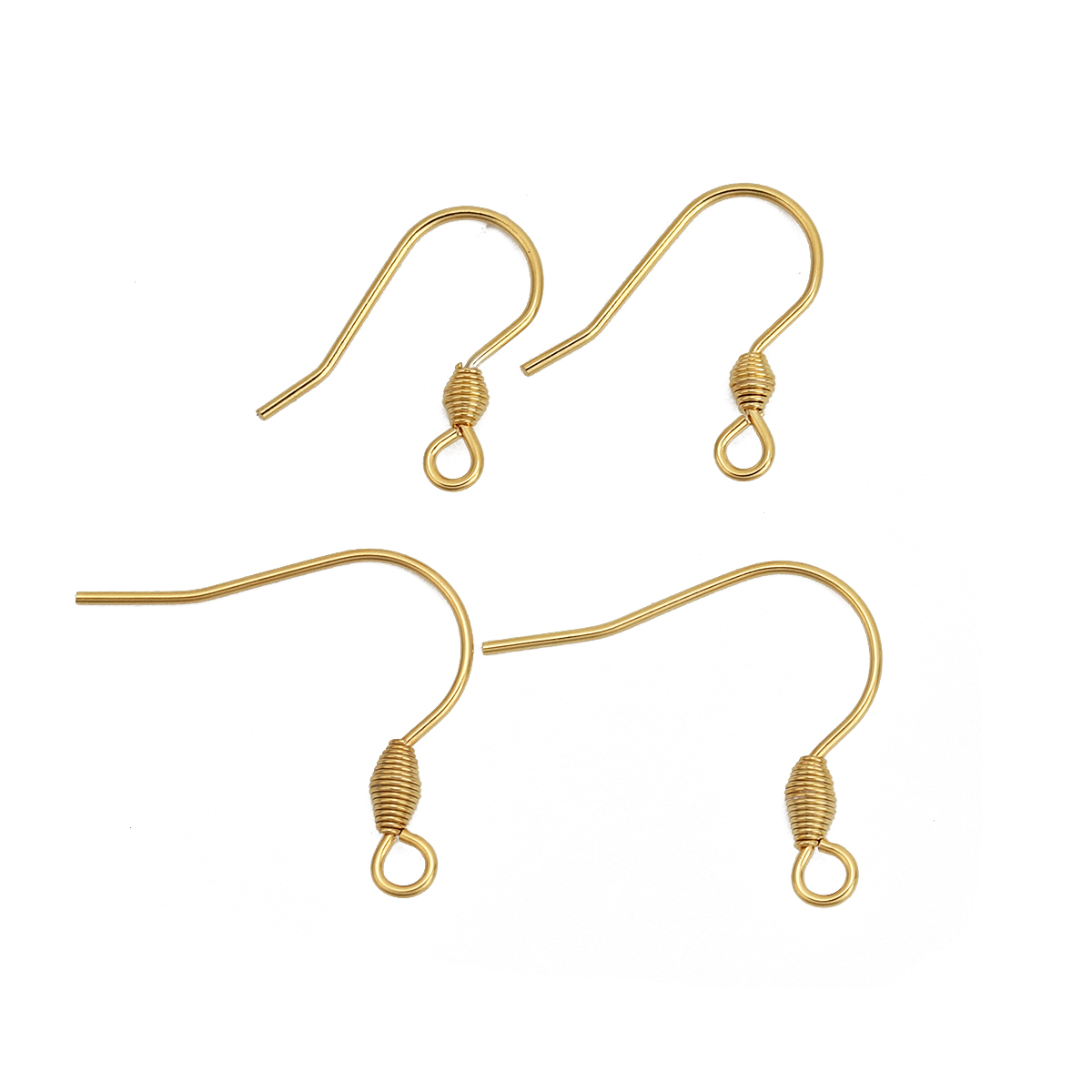 Picture of 316 Stainless Steel Ear Wire Hooks Earring Findings Gold Plated W/ Loop 21mm( 7/8") x 19mm( 6/8"), Post/ Wire Size: (20 gauge), 20 PCs