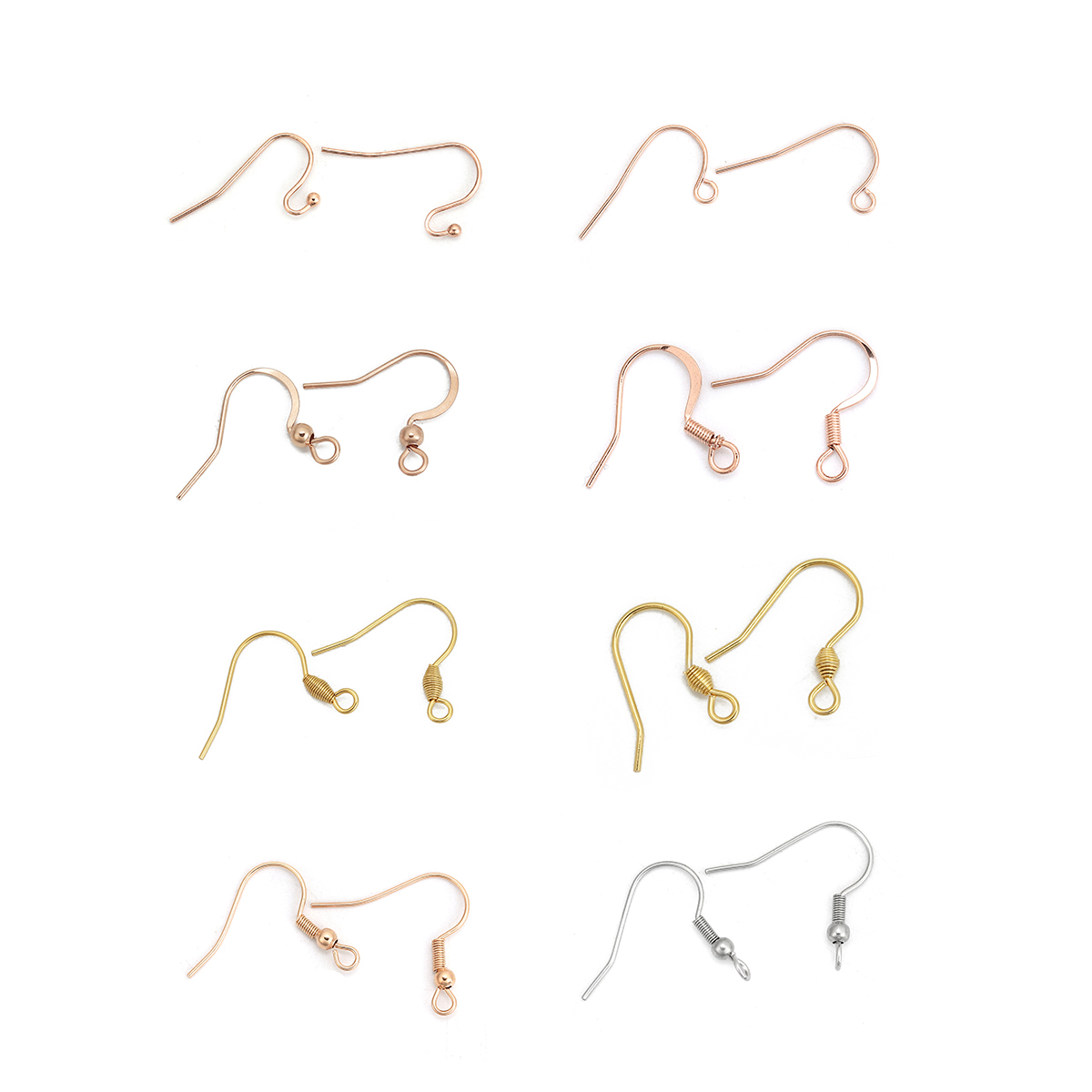 Picture of 316 Stainless Steel Ear Wire Hooks Earring Findings Gold Plated W/ Loop 21mm( 7/8") x 19mm( 6/8"), Post/ Wire Size: (20 gauge), 20 PCs